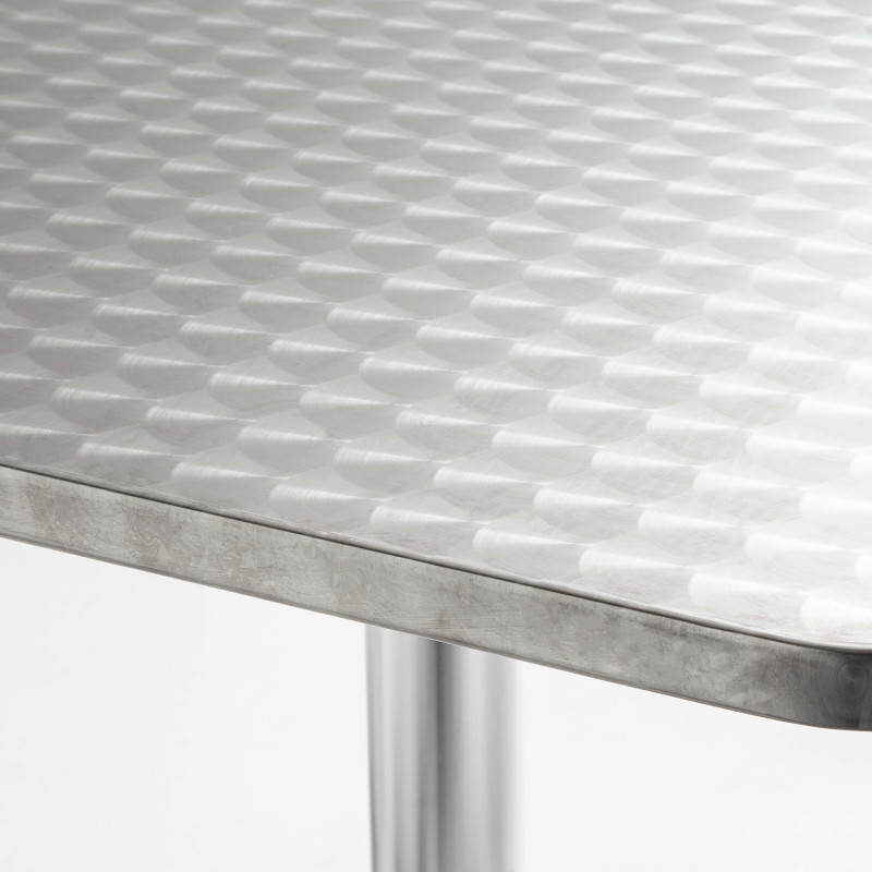 Table haute mange debout carrée (70 x 110 cm) en aluminium