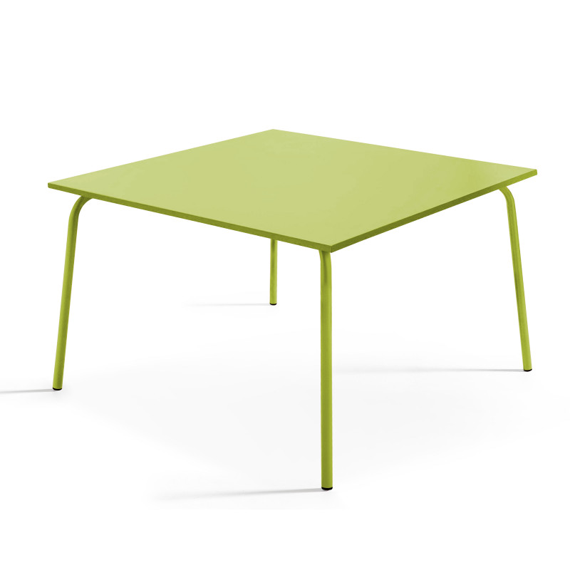 Table de jardin carrée et 8 fauteuils en métal