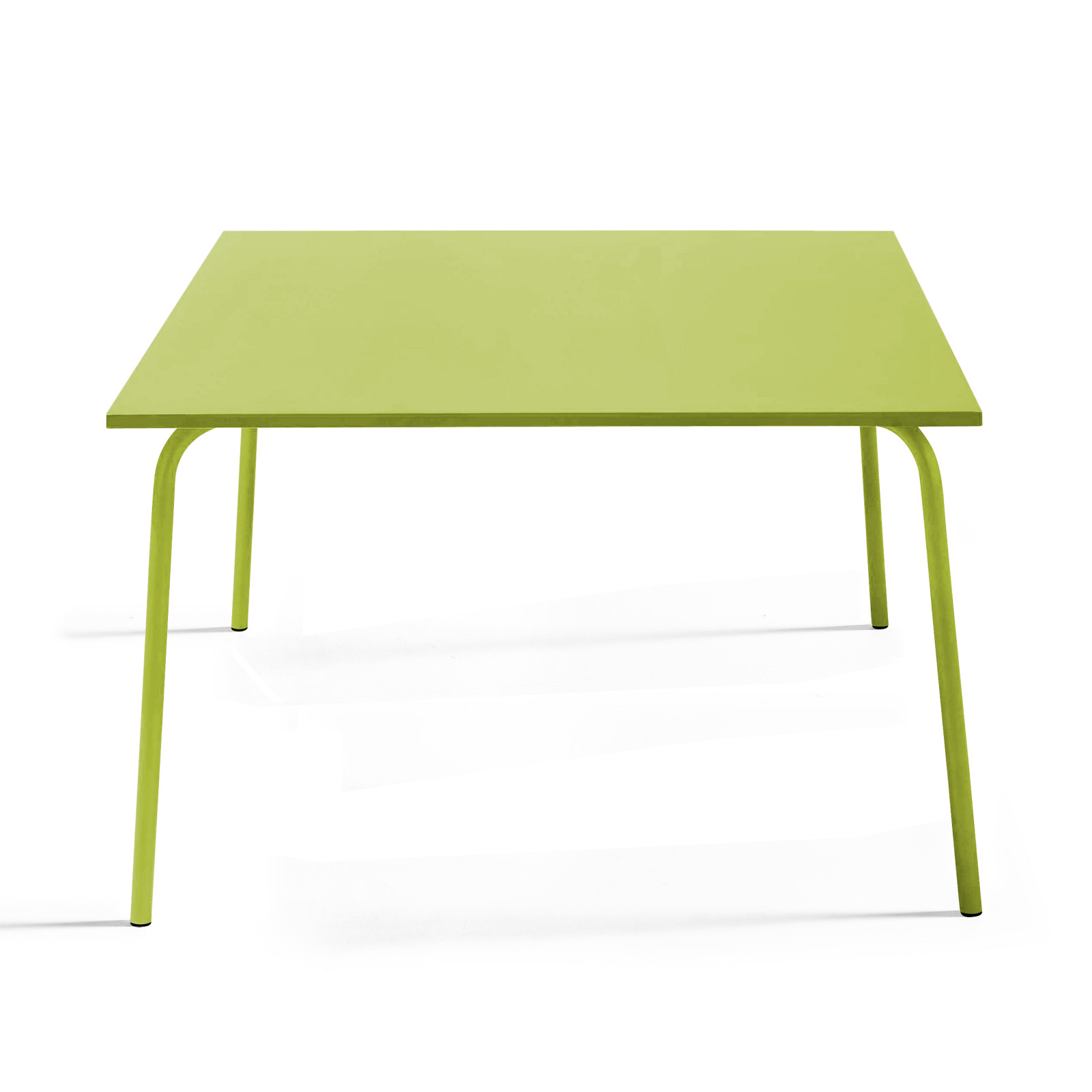 Table de jardin carrée et 8 fauteuils en métal