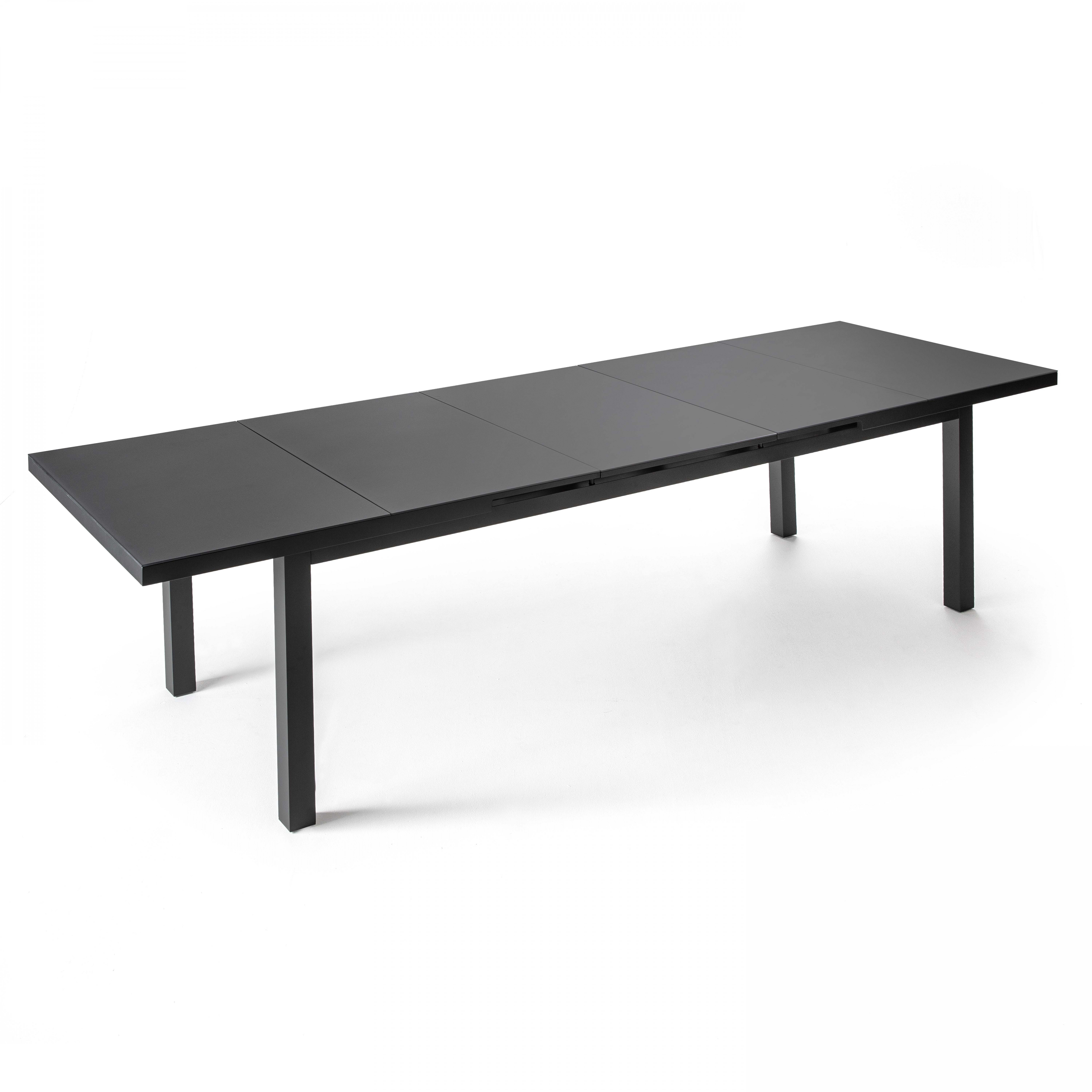 Table de jardin à rallonge en aluminium gris (320 x 100 x 75 cm)