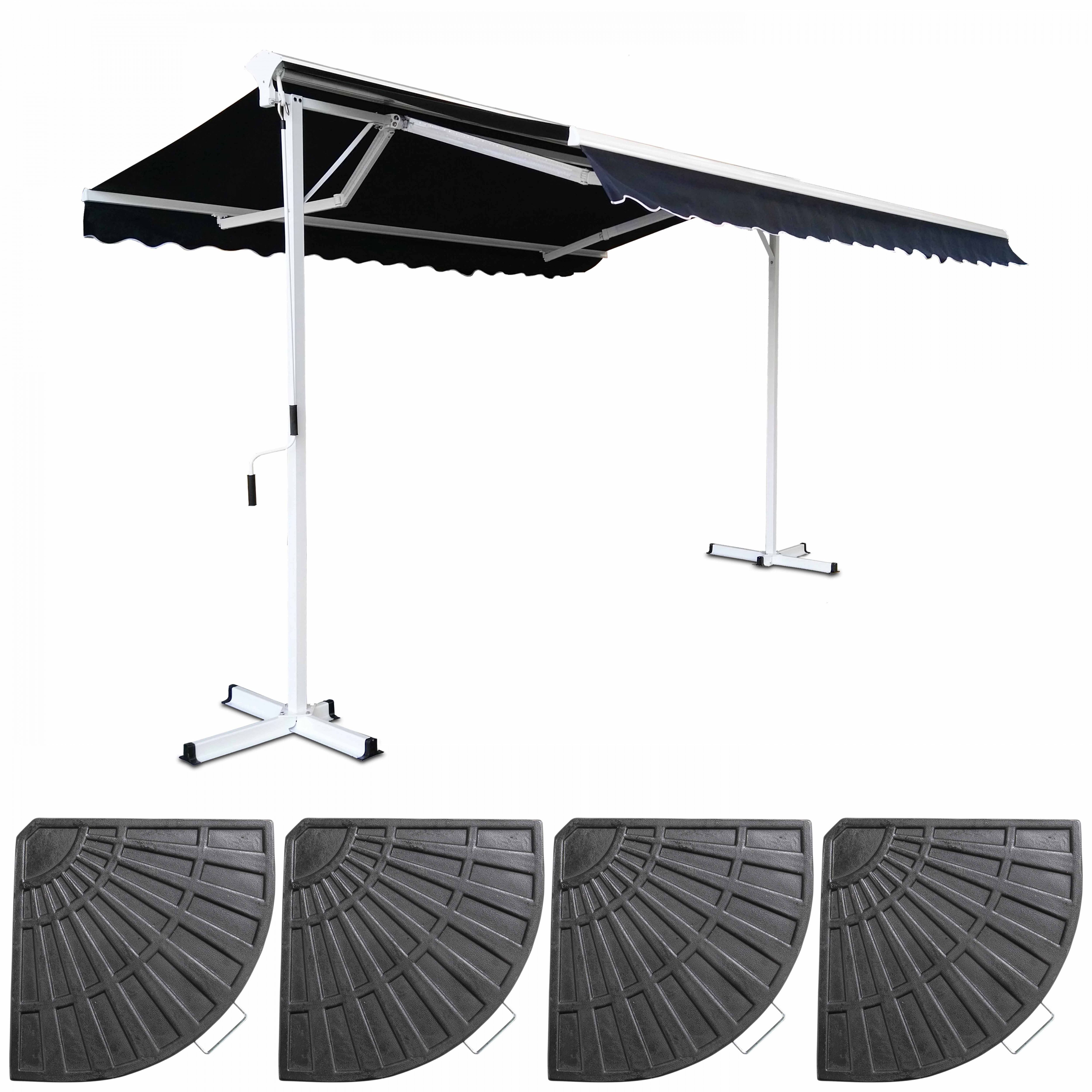 Store banne double pente avec 4 dalles de lestage