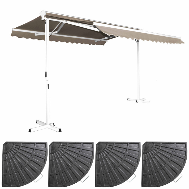 Store banne double pente avec 4 dalles de lestage