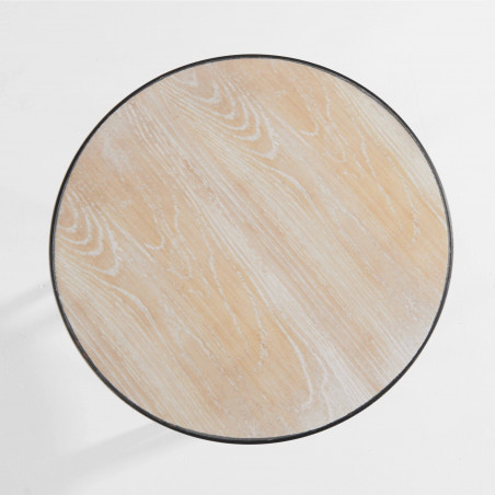 Table basse ronde avec plateau en bois
