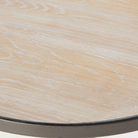 Table basse ronde avec plateau en bois