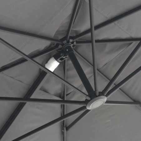 Parasol déporté carré 3 x 3 m, mât rotatif 360°