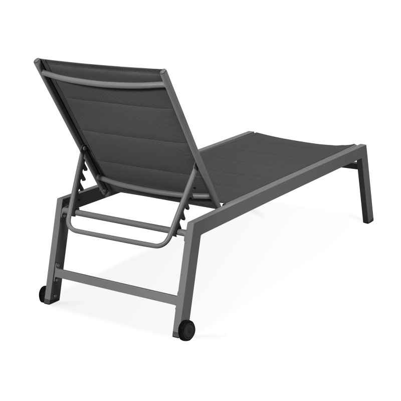 Lot de 2 bains de soleil avec roues, inclinables 5 positions