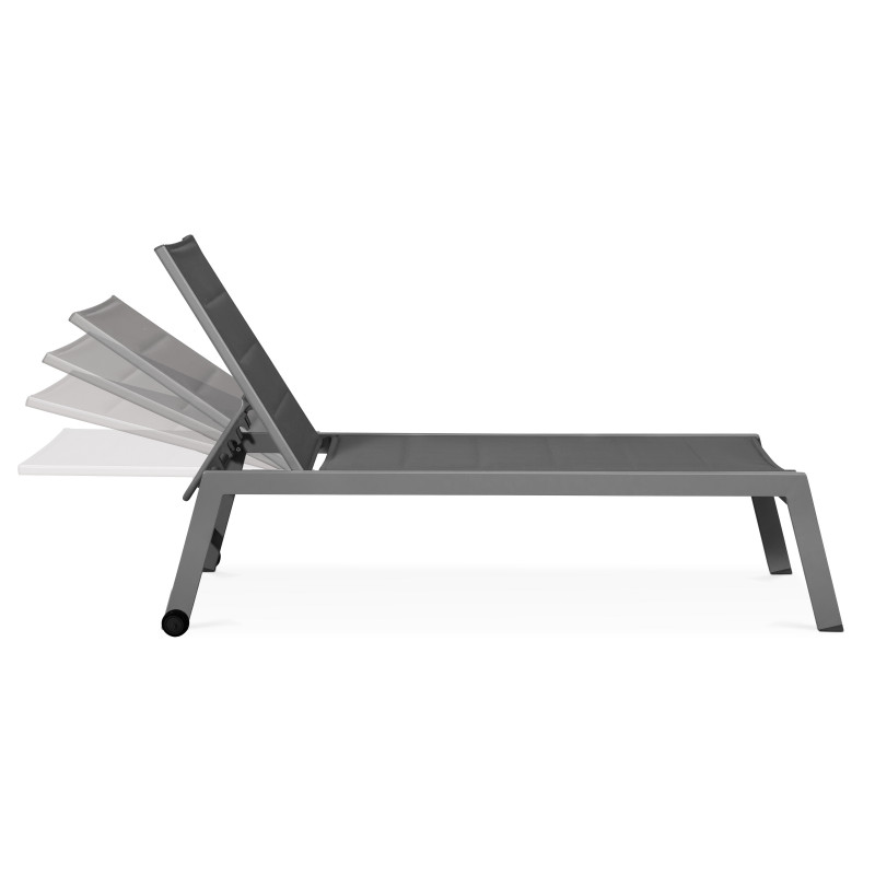 Lot de 2 bains de soleil avec roues, inclinables 5 positions