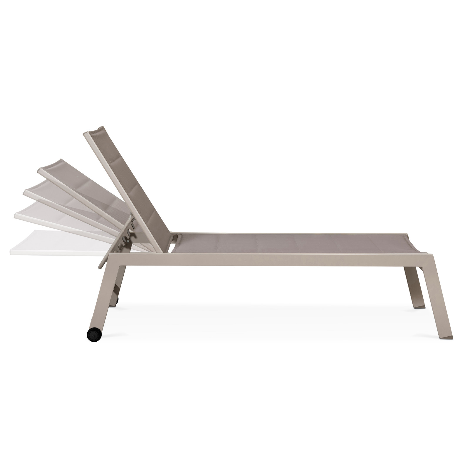 Lot de 2 bains de soleil avec roues, inclinables 5 positions