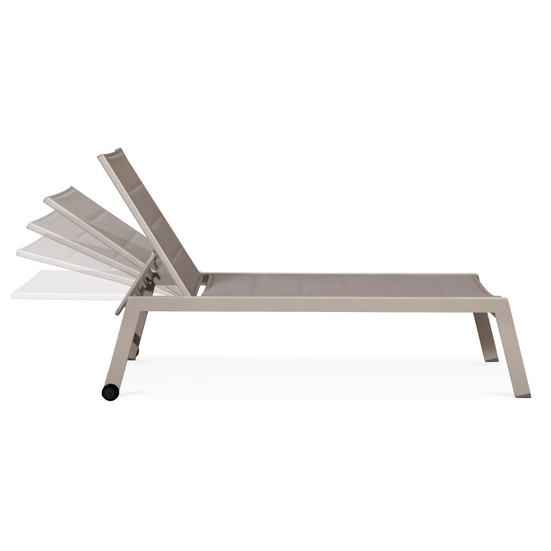 Lot de 2 bains de soleil avec roues, inclinables 5 positions (2/6)