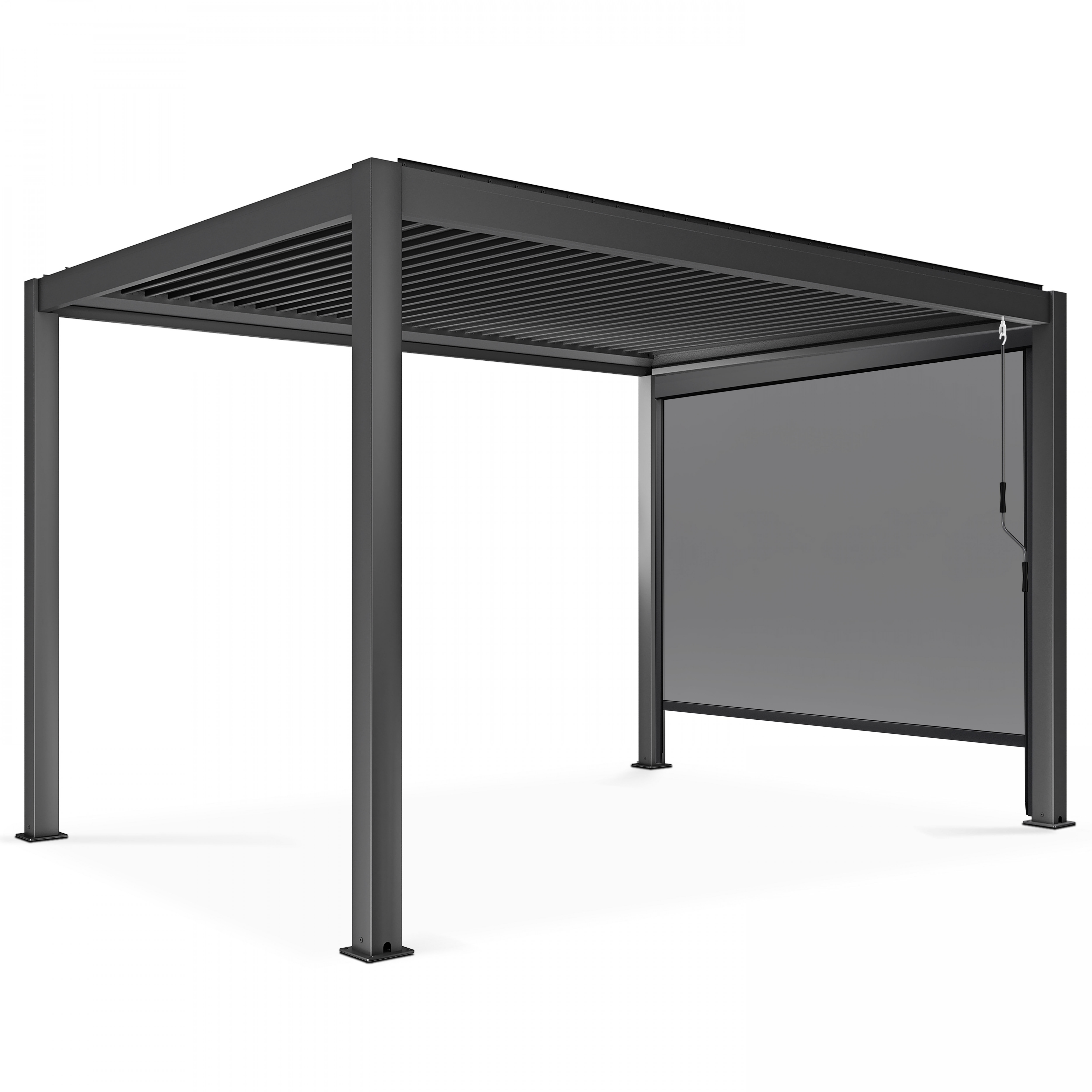 Pergola bioclimatique 3x4m autoportée en aluminium avec 1, 2 ou 3 stores