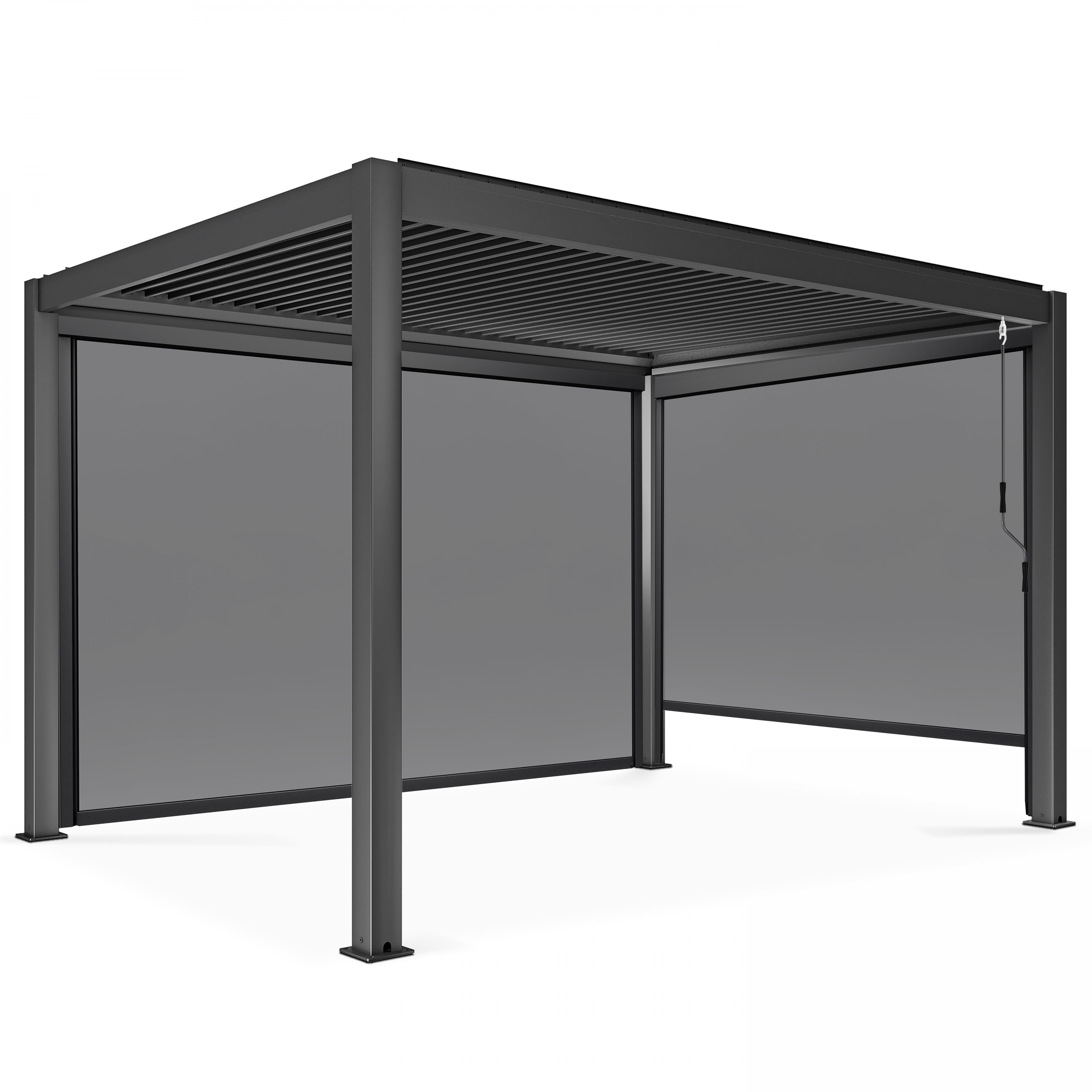 Pergola bioclimatique 3x4m autoportée en aluminium avec 1, 2 ou 3 stores