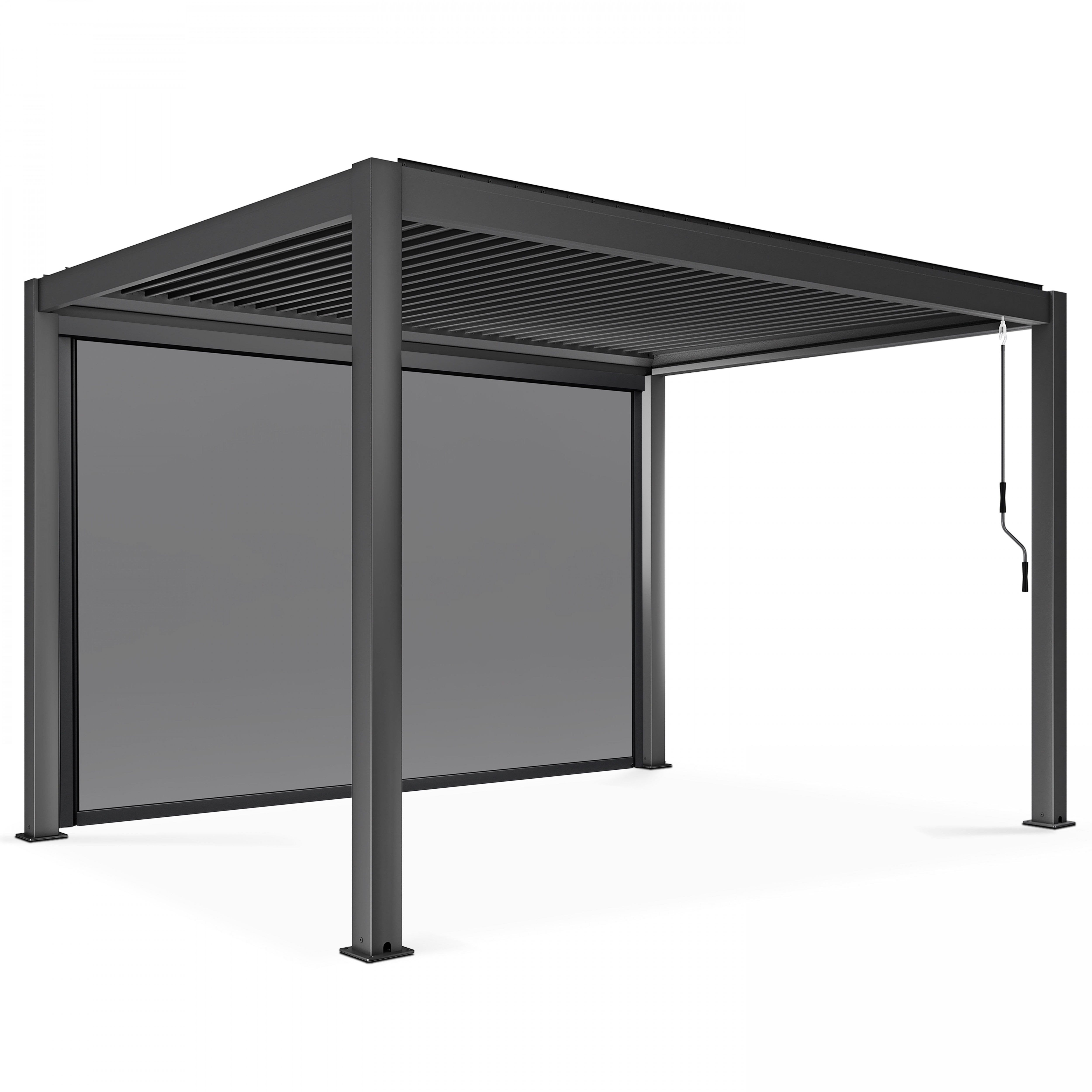 Pergola bioclimatique 3x4m autoportée en aluminium avec 1, 2 ou 3 stores