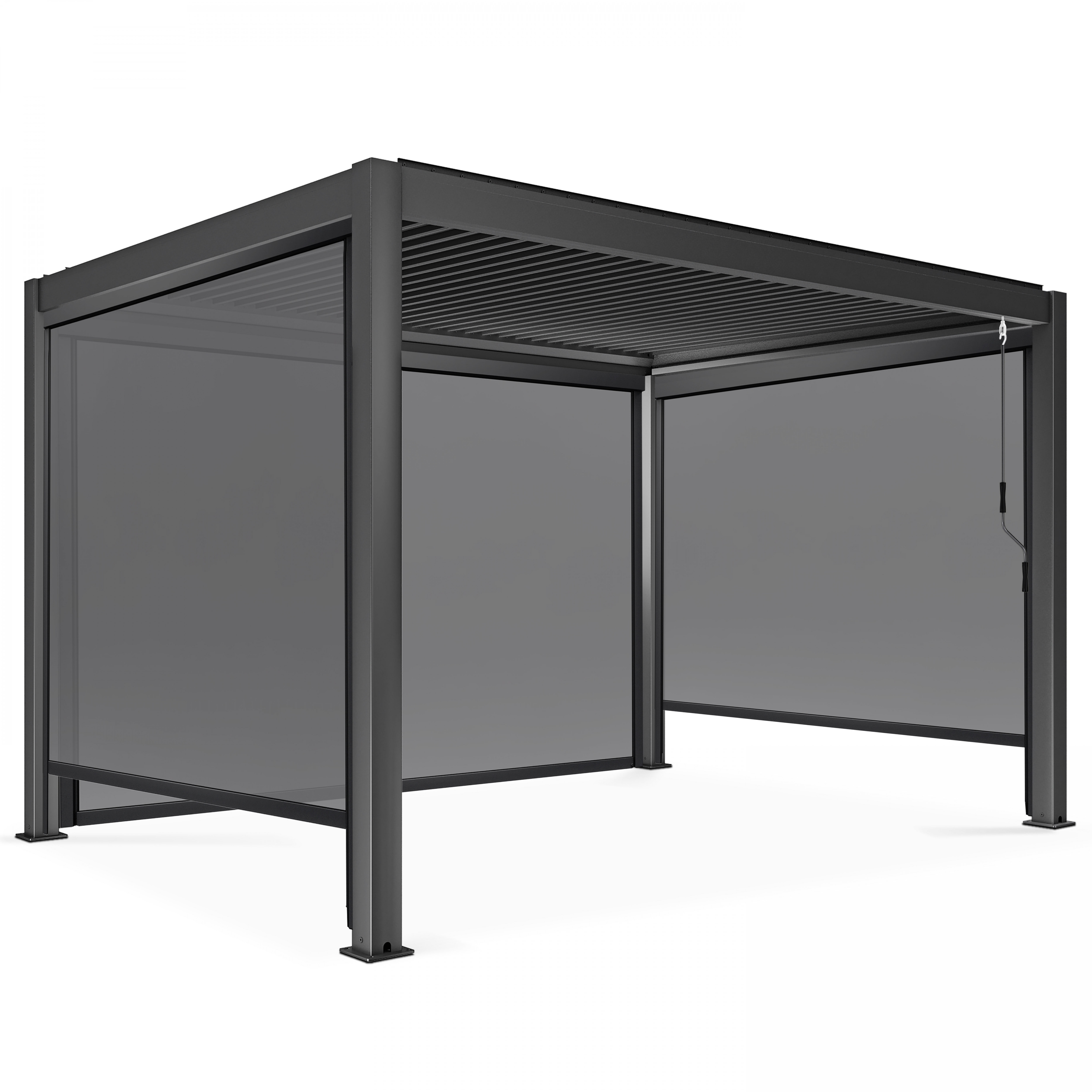 Pergola bioclimatique 3x4m autoportée en aluminium avec 1, 2 ou 3 stores