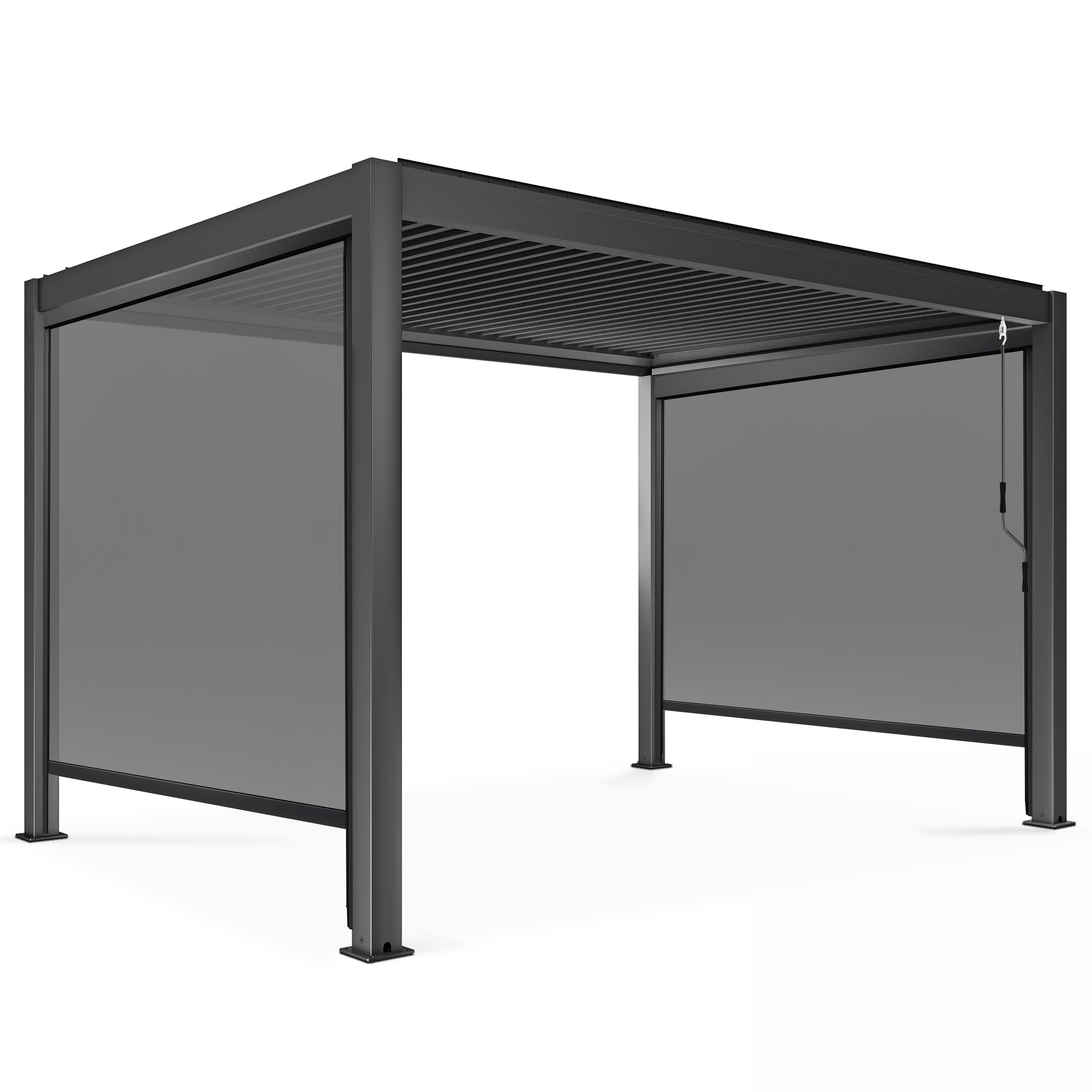Pergola bioclimatique 3x4m autoportée en aluminium avec 1, 2 ou 3 stores
