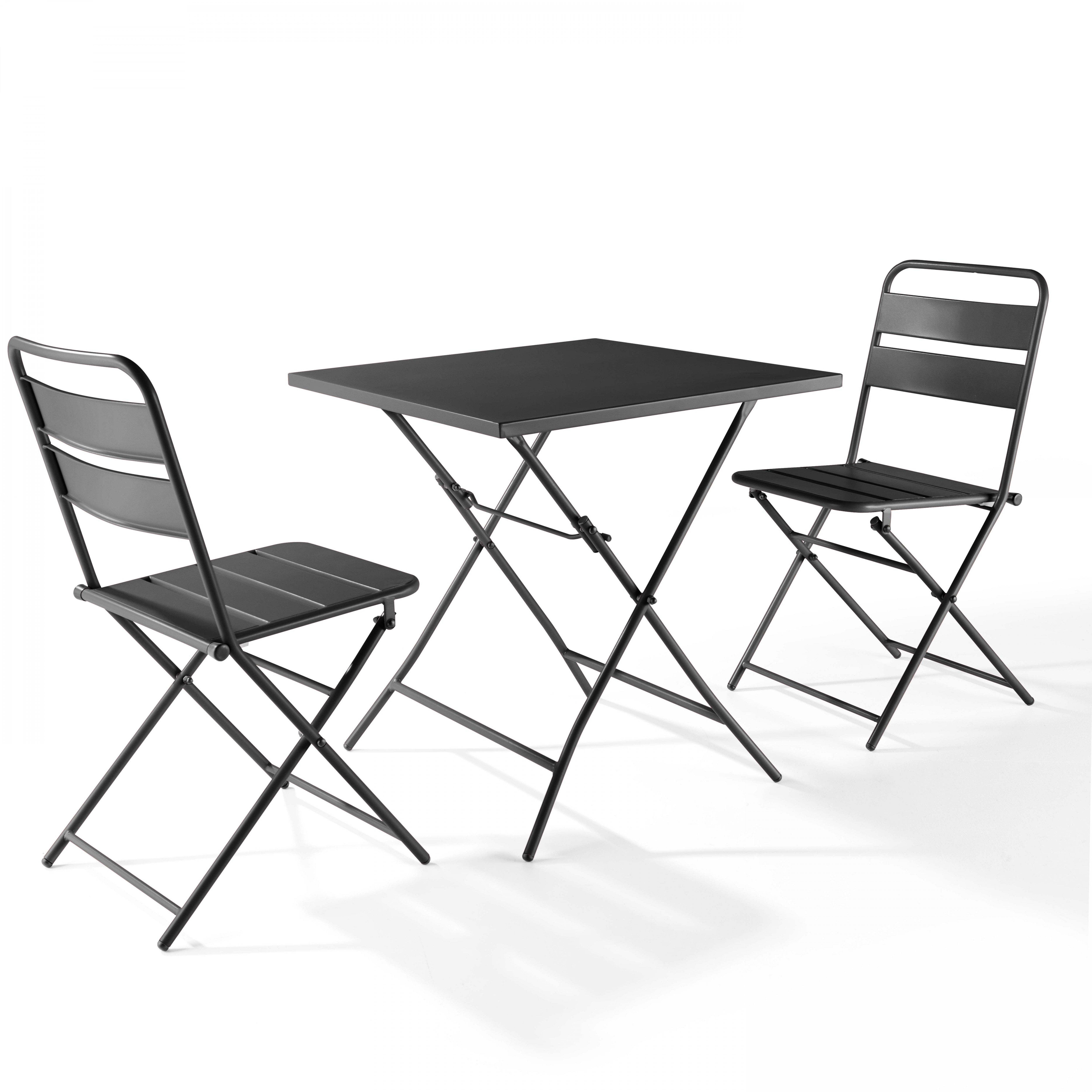 Ensemble table carrée et 2 chaises pliantes