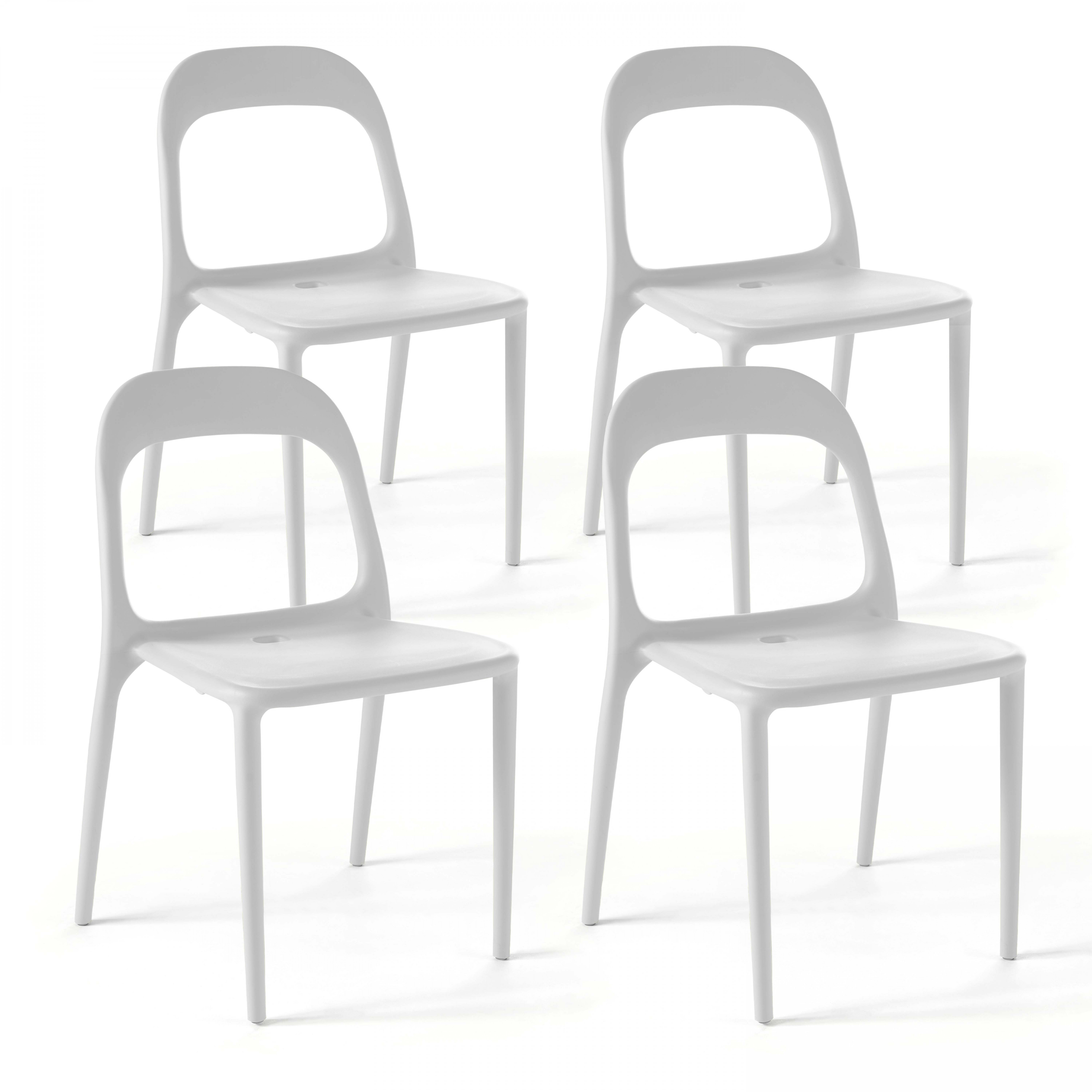 Lot de 4 chaises en plastique avec dossier ajouré empilables
