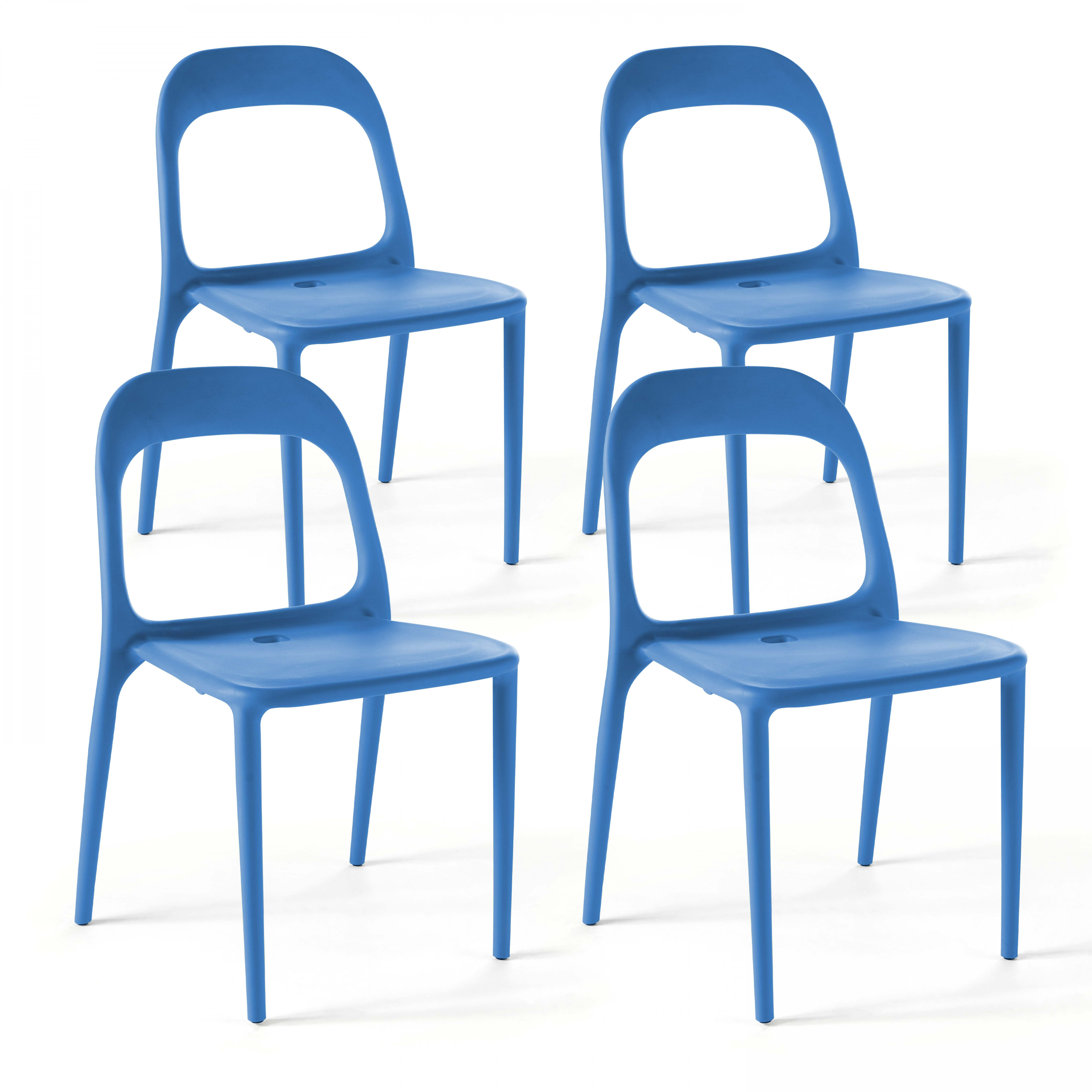 Lot de 4 chaises en plastique avec dossier ajouré empilables