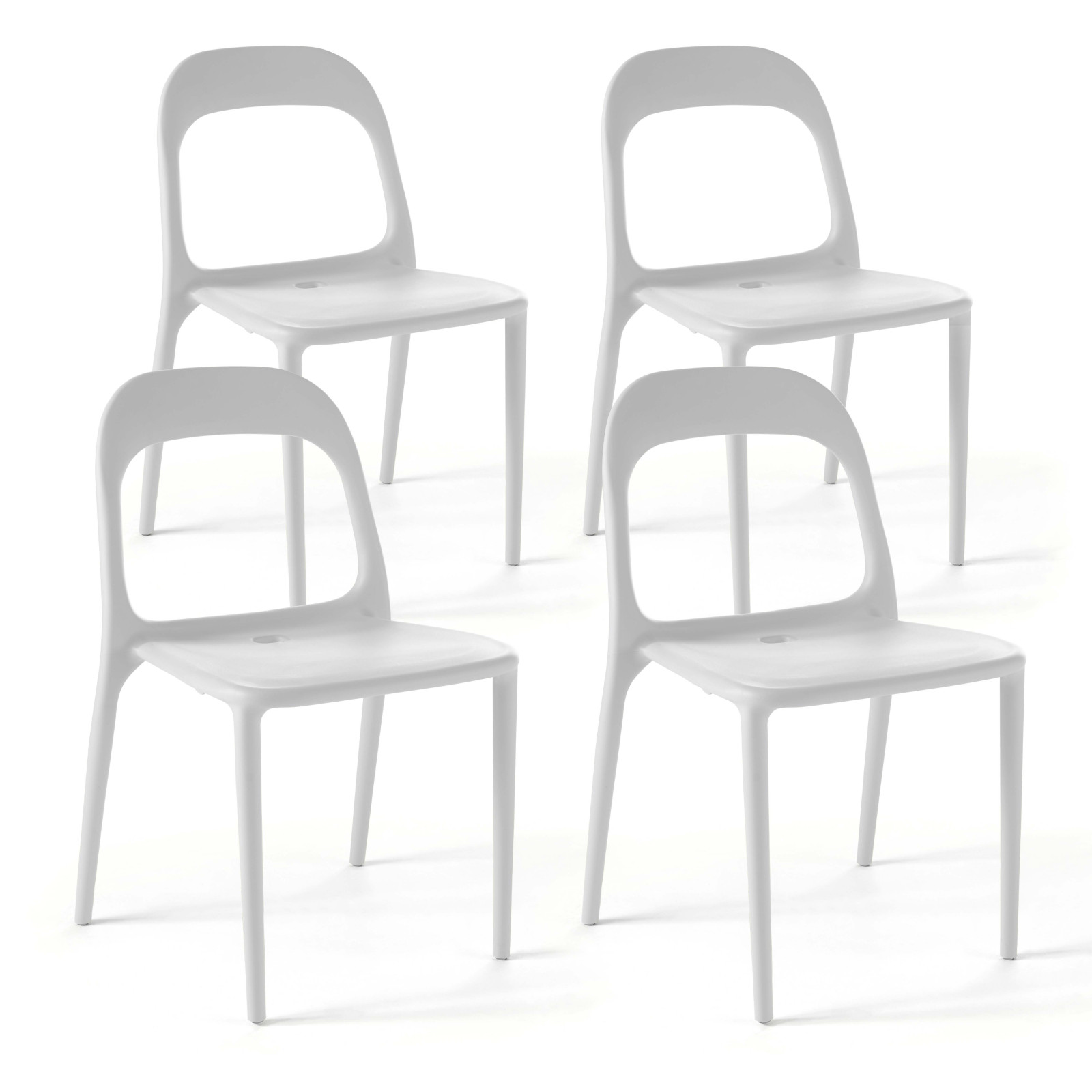 Lot de 4 chaises de jardin empilables en plastique