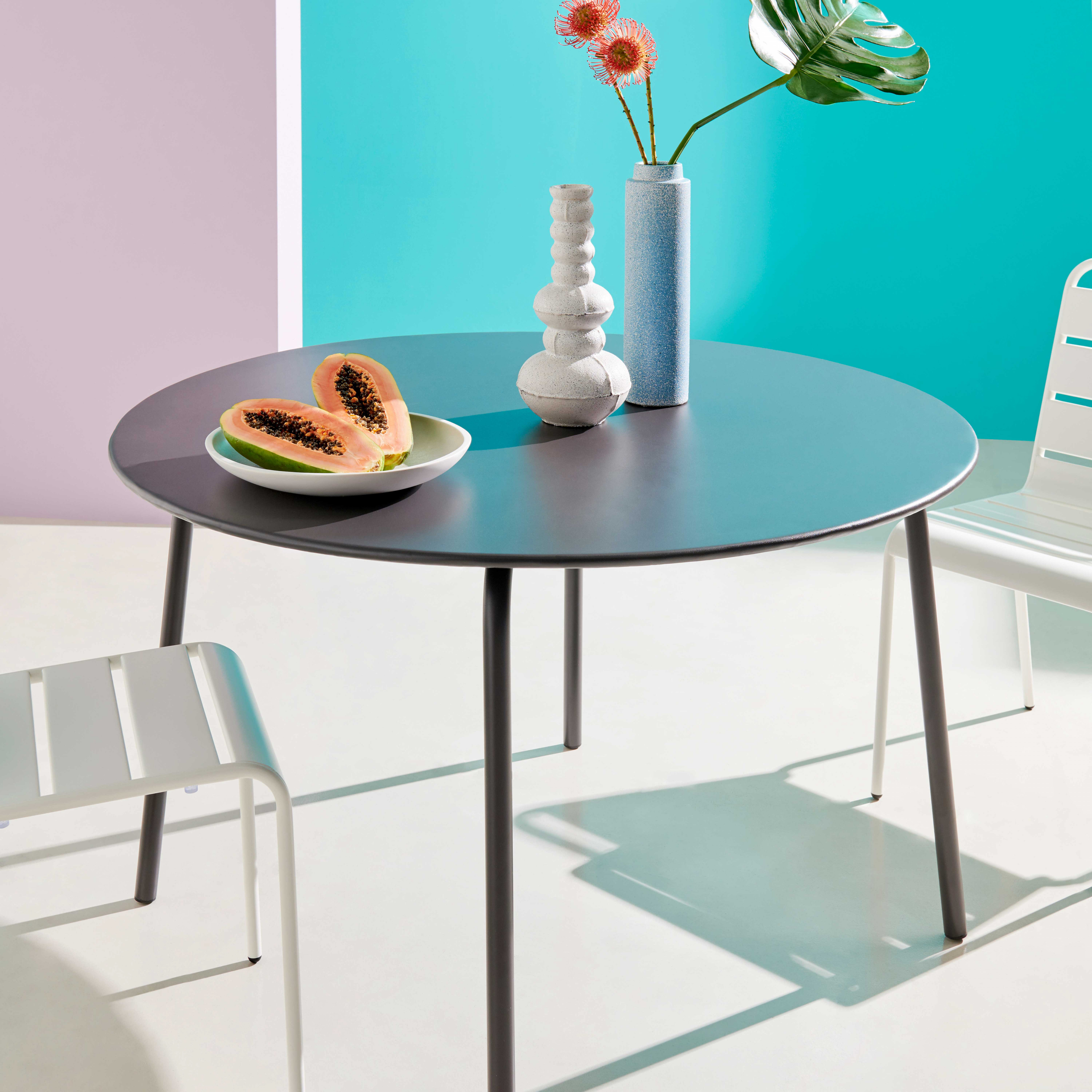 table jardin ronde metal Oviala