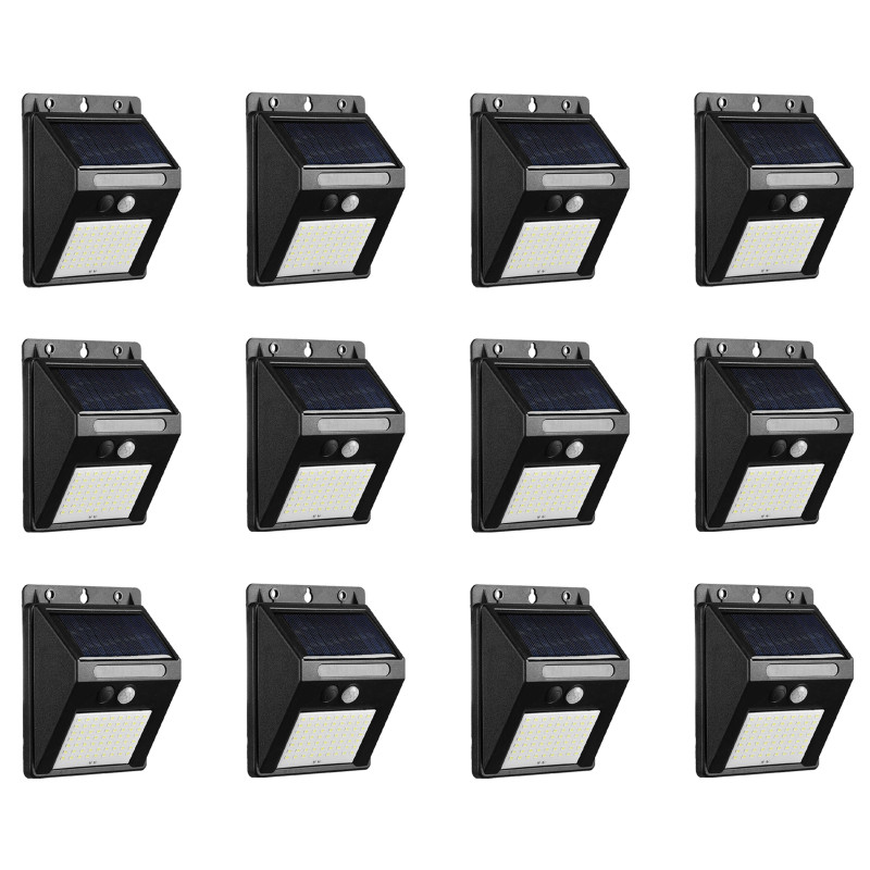 Lot de 4, 8 ou 12 appliques murales solaires LED avec détecteur de mouvements