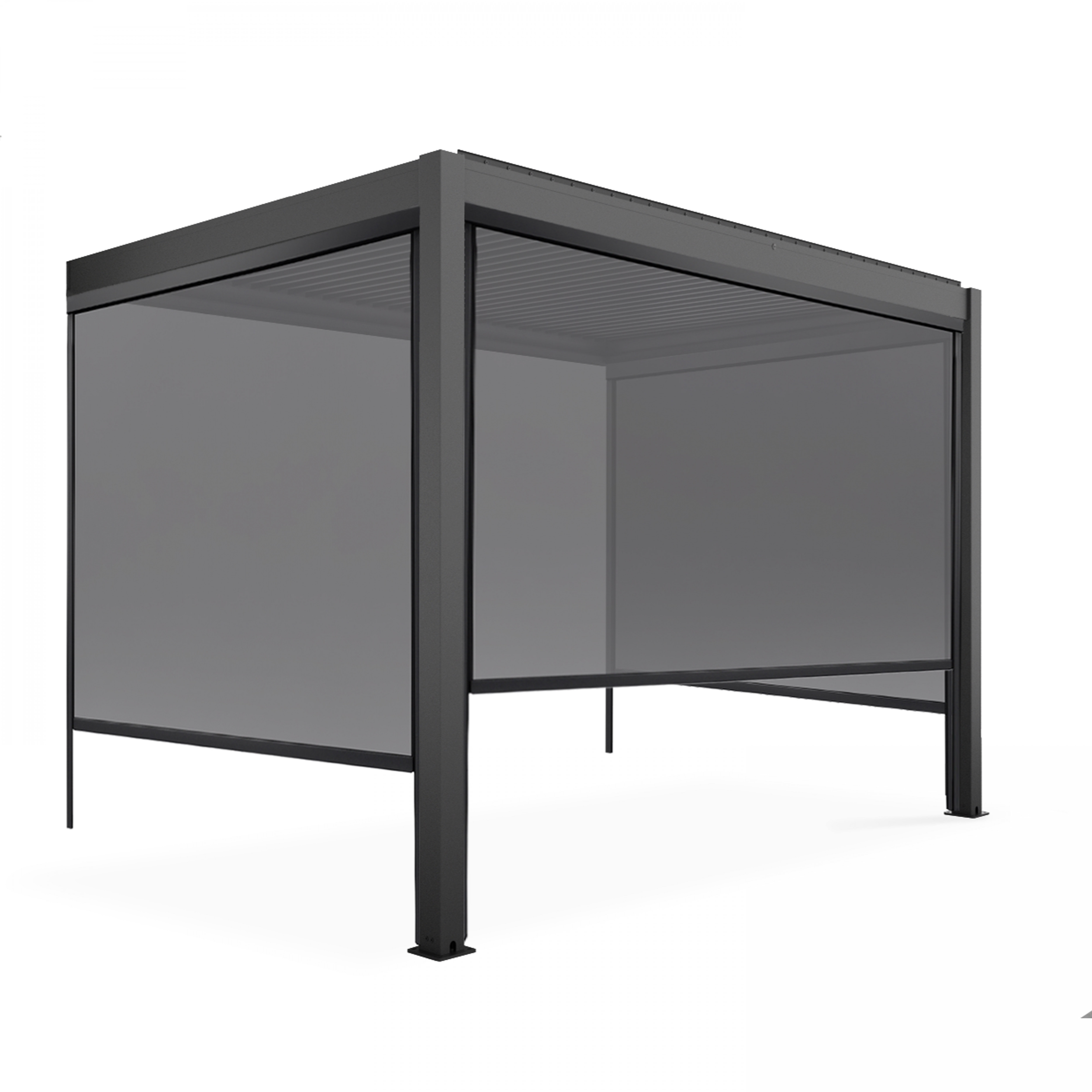 Pergola bioclimatique 3x3m adossée en aluminium avec 1, 2 ou 3 stores