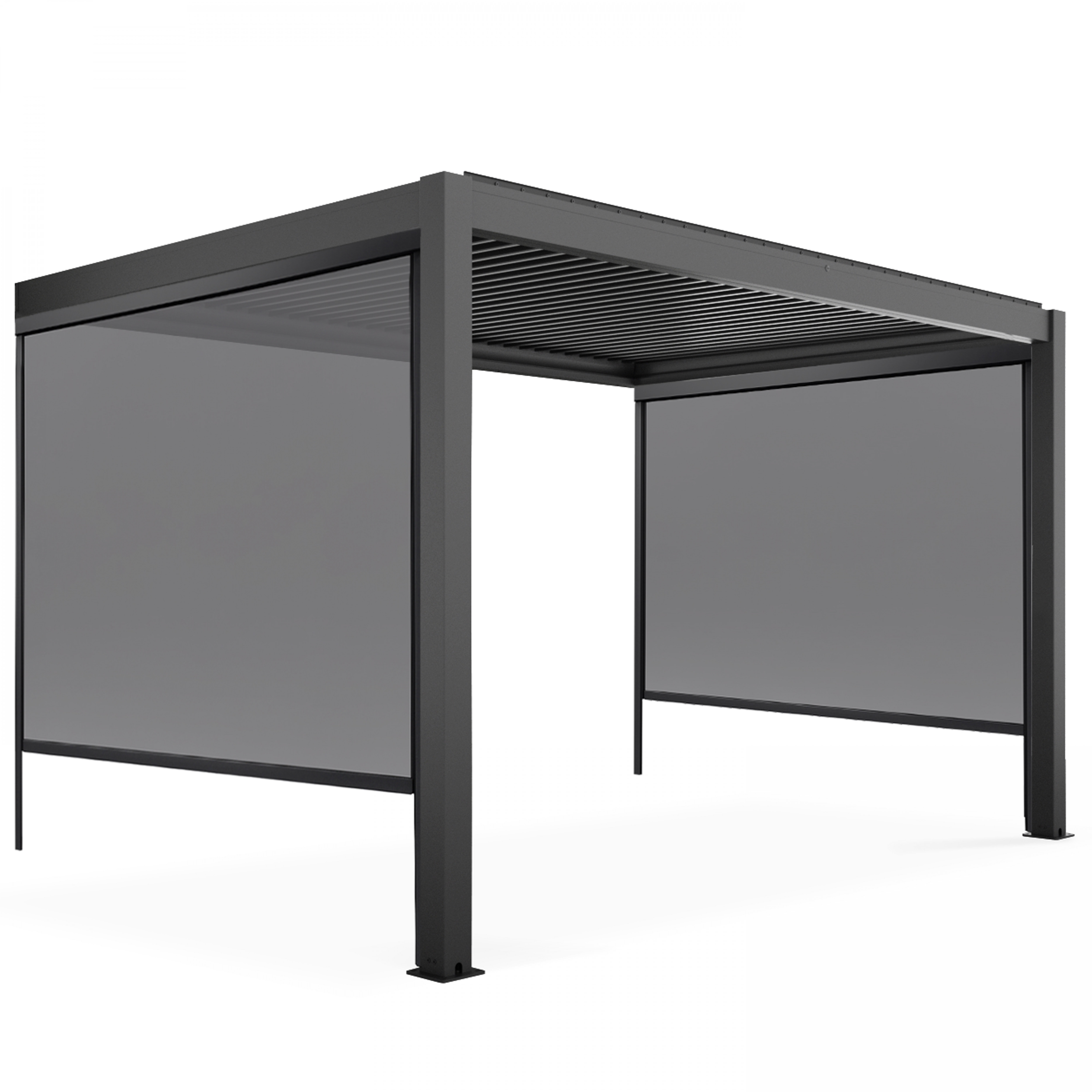 Pergola bioclimatique 3x4m adossée en aluminium avec 1, 2 ou 3 stores
