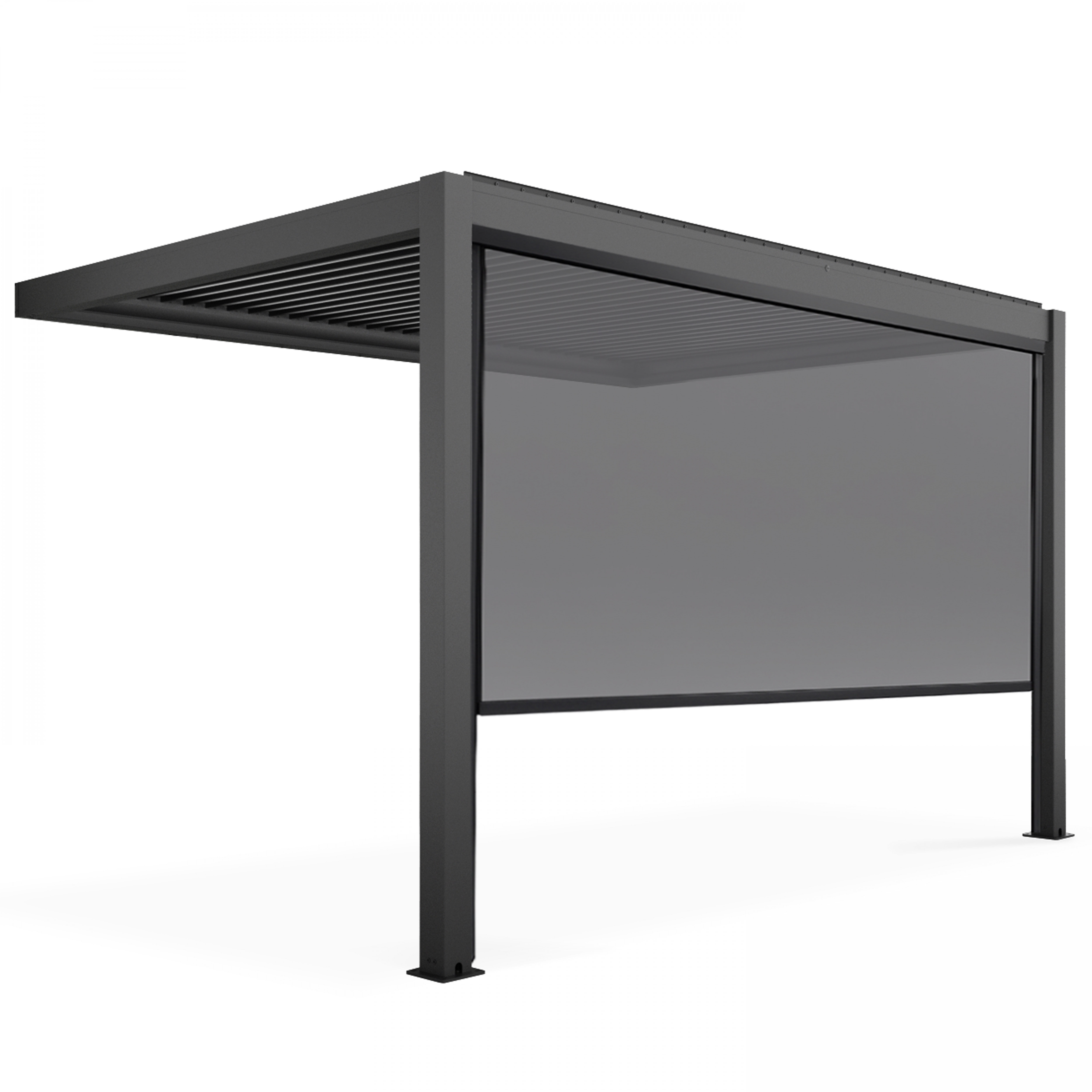 Pergola bioclimatique 3x4m adossée en aluminium avec 1, 2 ou 3 stores