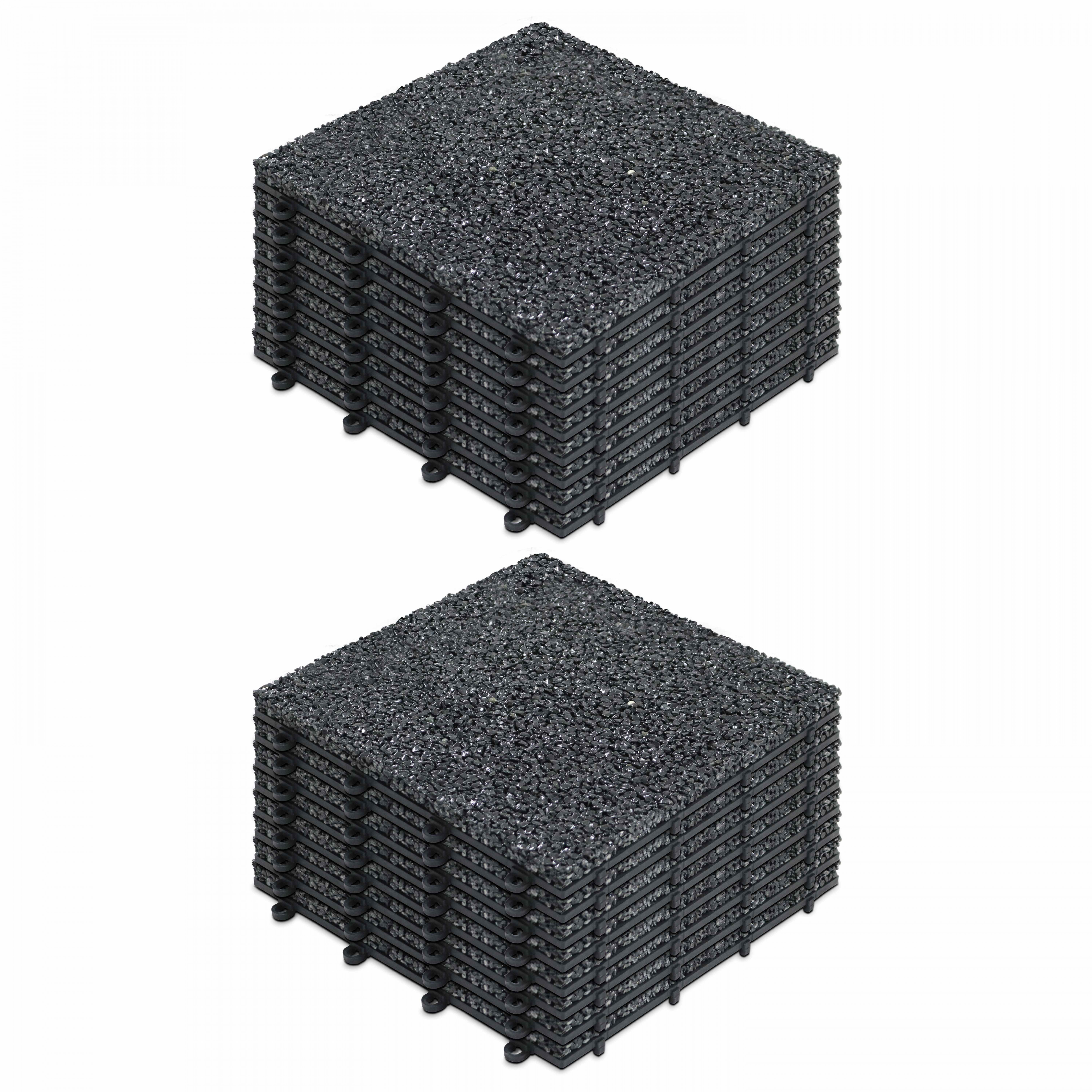Lot dalles de terrasse clipsables en gravillon (30 x 30 x 2,5 cm)