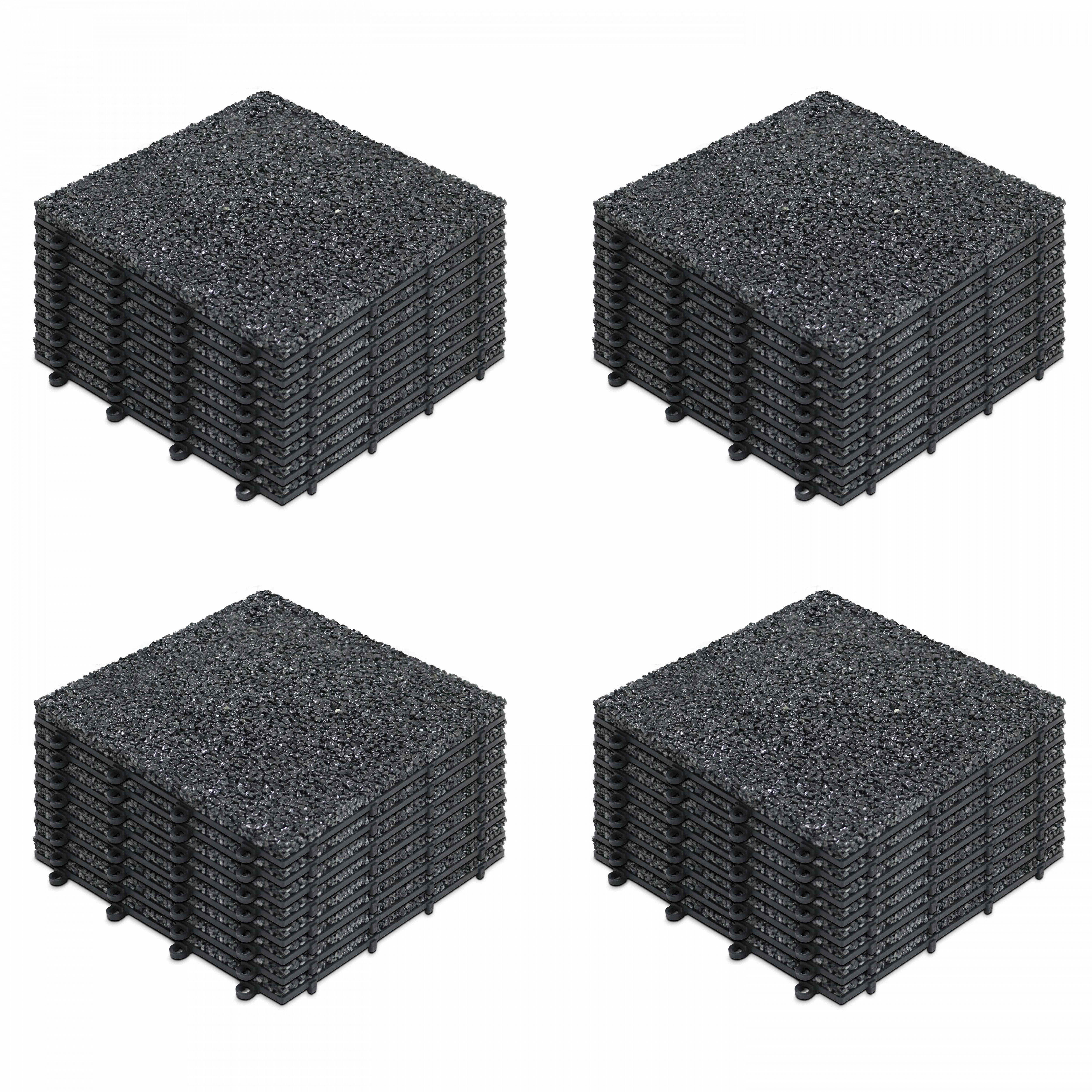 Lot dalles de terrasse clipsables en gravillon (30 x 30 x 2,5 cm)