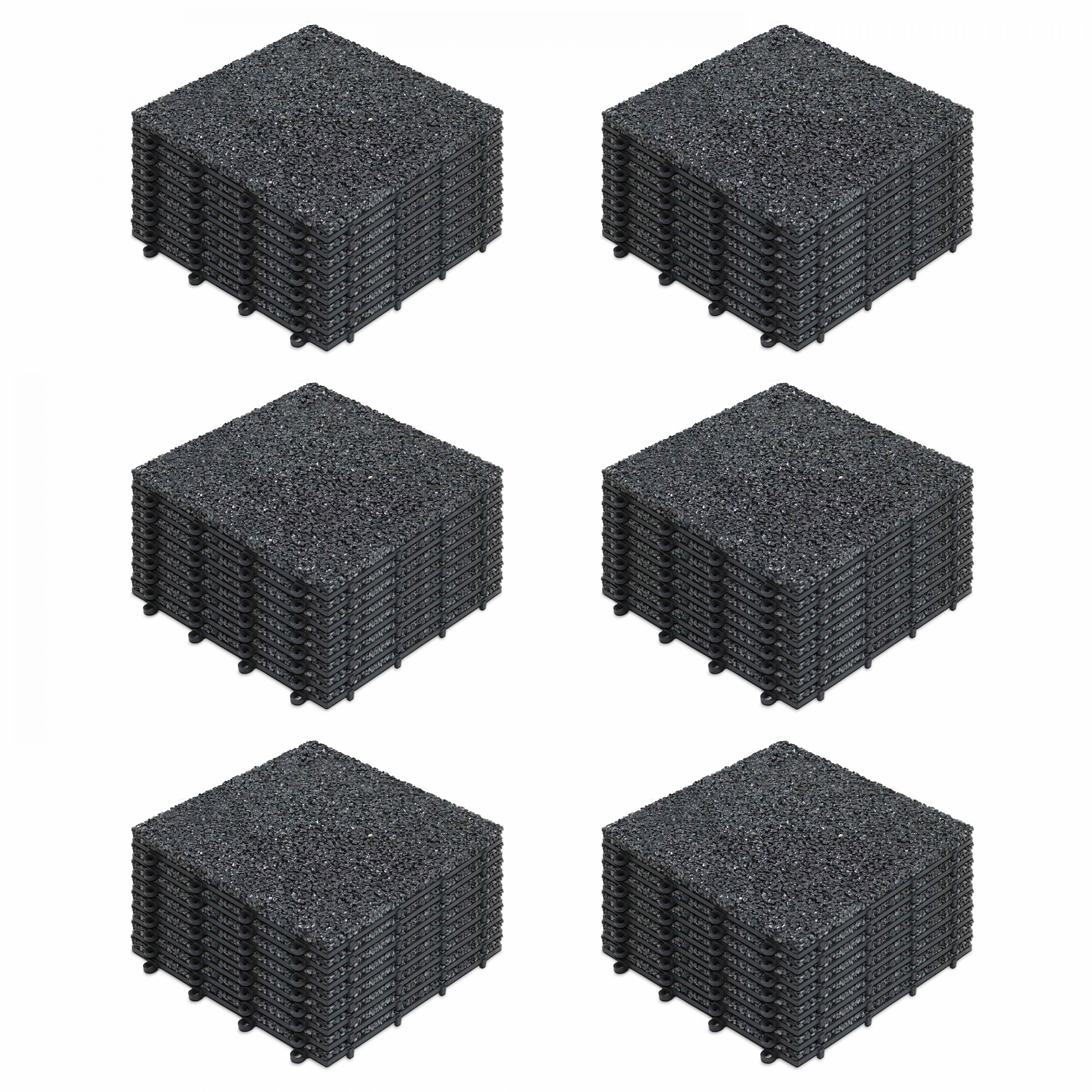 Lot dalles de terrasse clipsables en gravillon (30 x 30 x 2,5 cm)