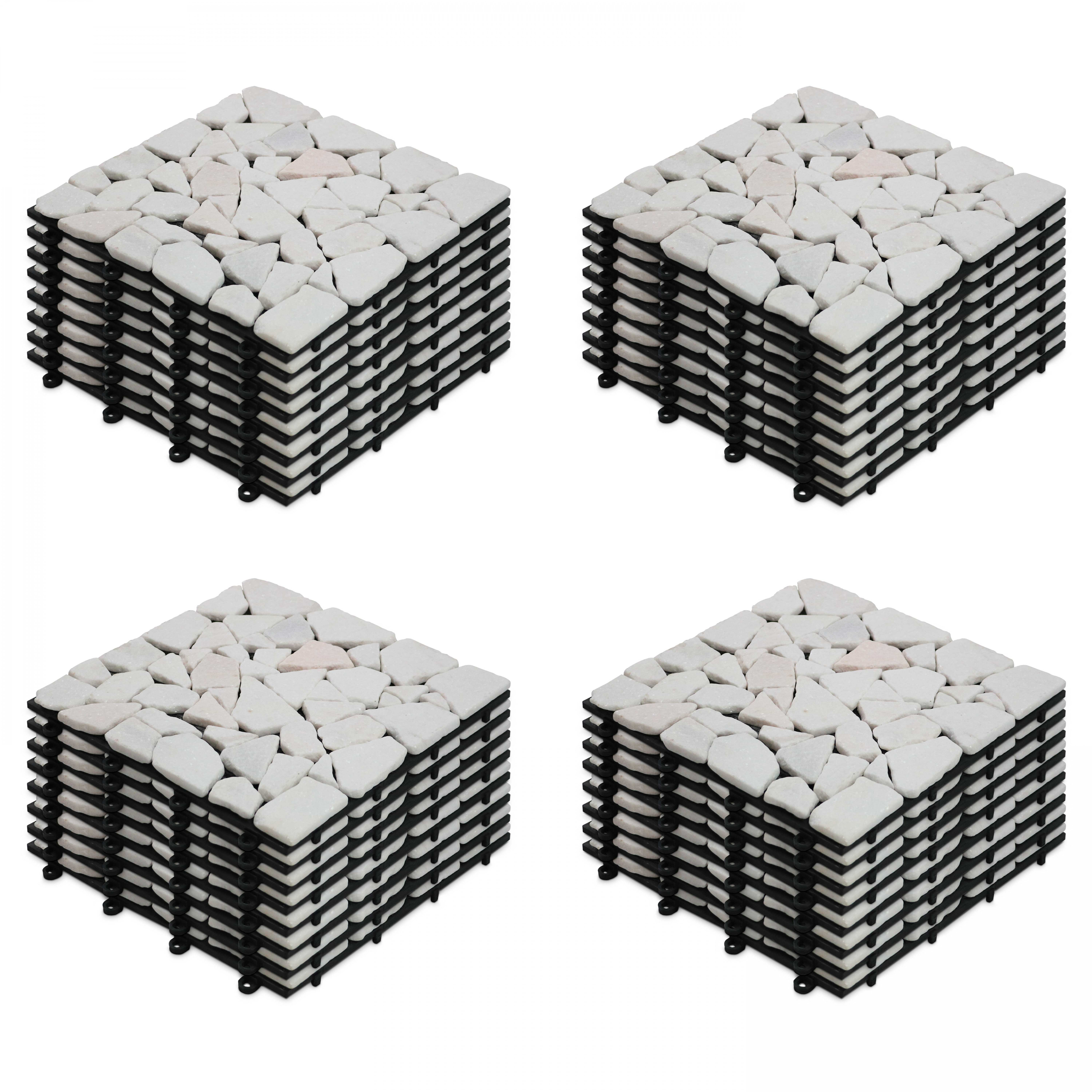 Lot dalles de terrasse clipsables en galets de marbre (30 x 30 x 2,5 cm)
