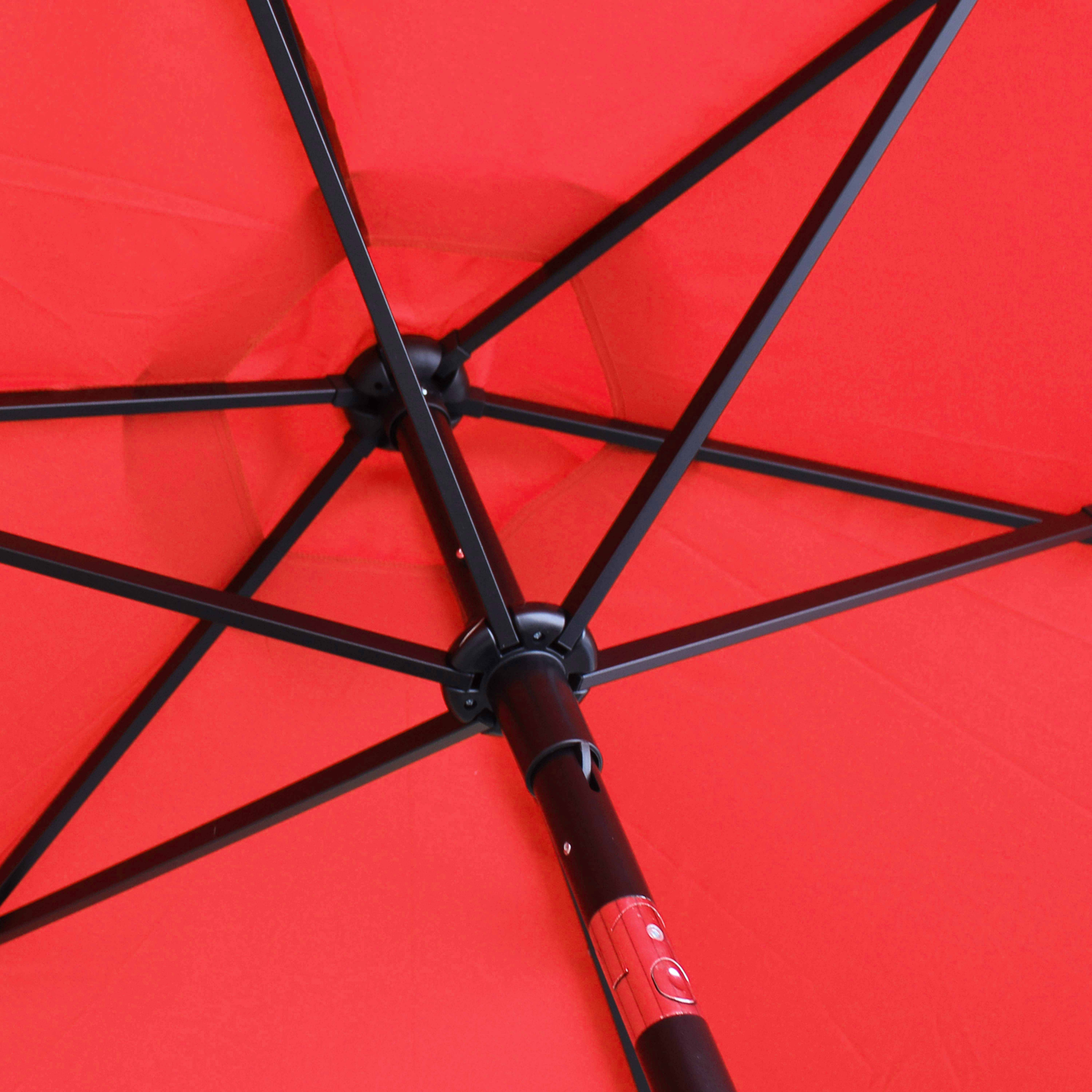 Yulie Parasol en métal Rond Polyester 180g/m2 manivelle inclinable 3M Bordeaux avec Housse de Pluie 