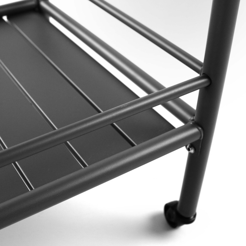 Desserte de jardin à roulettes en acier thermolaqué