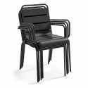 Table de jardin rectangulaire 180 x 90 cm et 8 chaises en métal avec accoudoirs