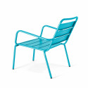 Lot de 2 fauteuils bas et repose-pieds en métal
