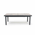 Table extensible avec plateau en céramique effet bois grisé 10 à 12 personnes