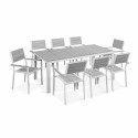 Table de jardin rectangulaire 8 personnes en aluminium et polywood