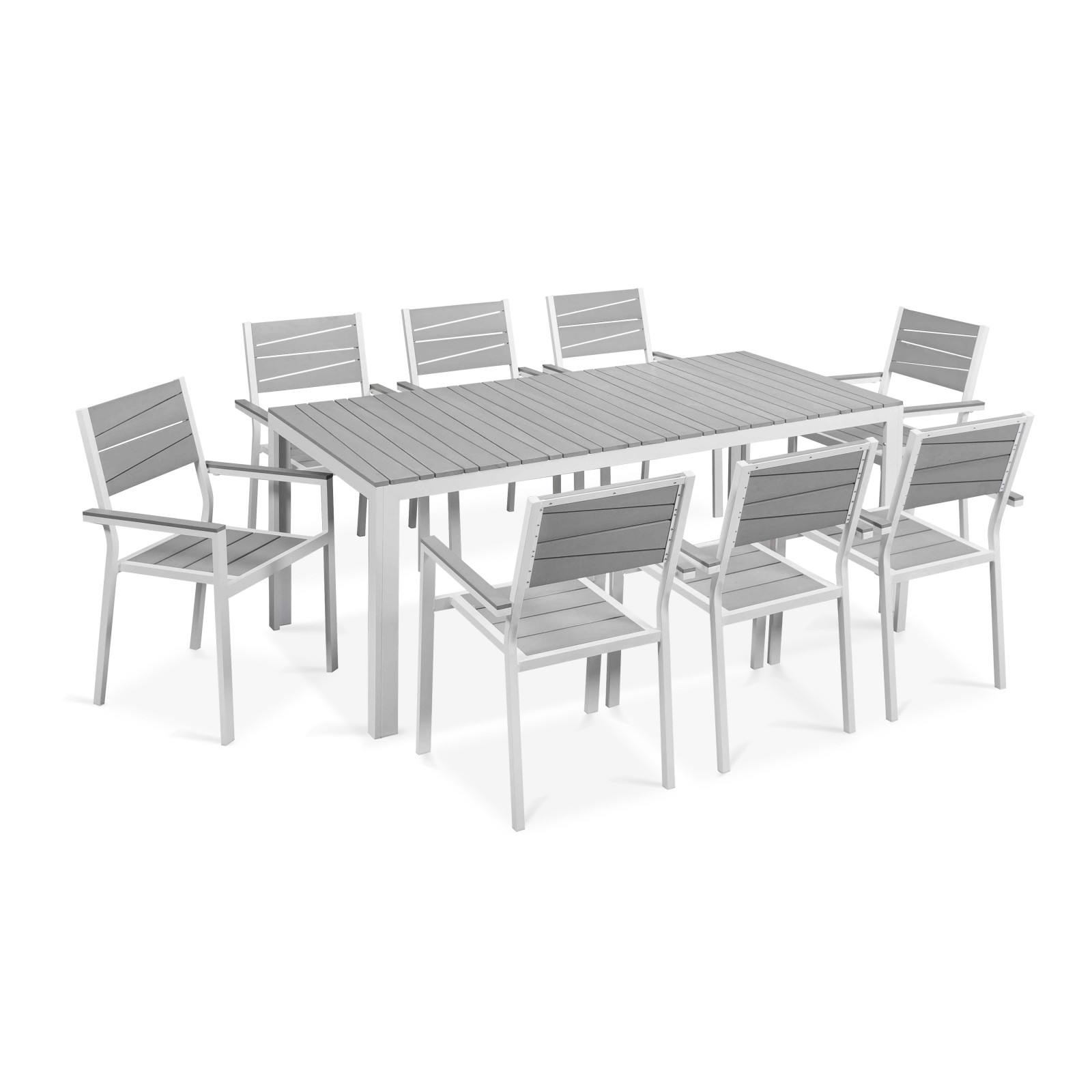 Table de jardin rectangulaire 8 personnes en aluminium et polywood