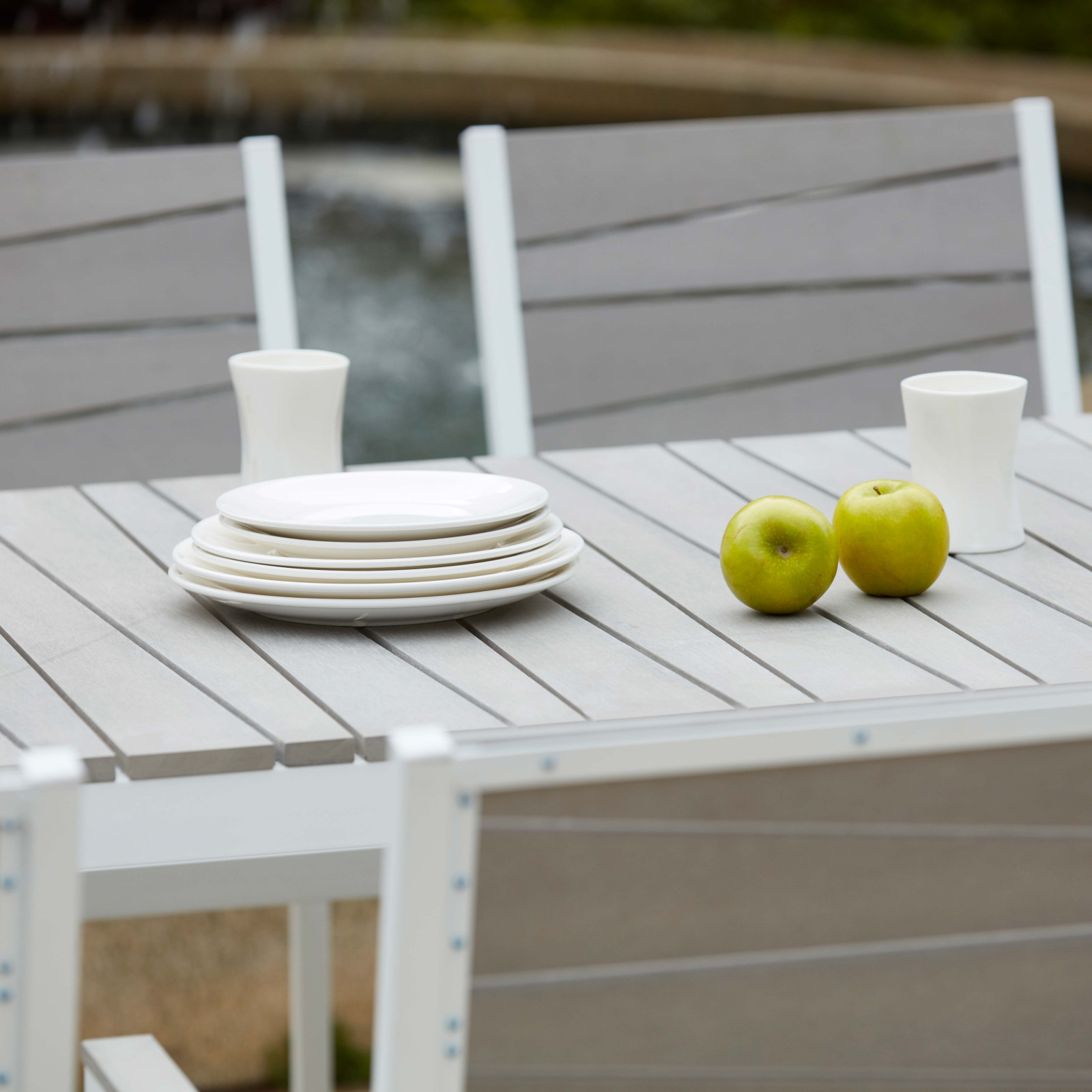 Table de jardin rectangulaire 8 personnes en aluminium et polywood