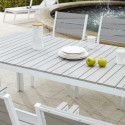 Table de jardin rectangulaire 8 personnes en aluminium et polywood