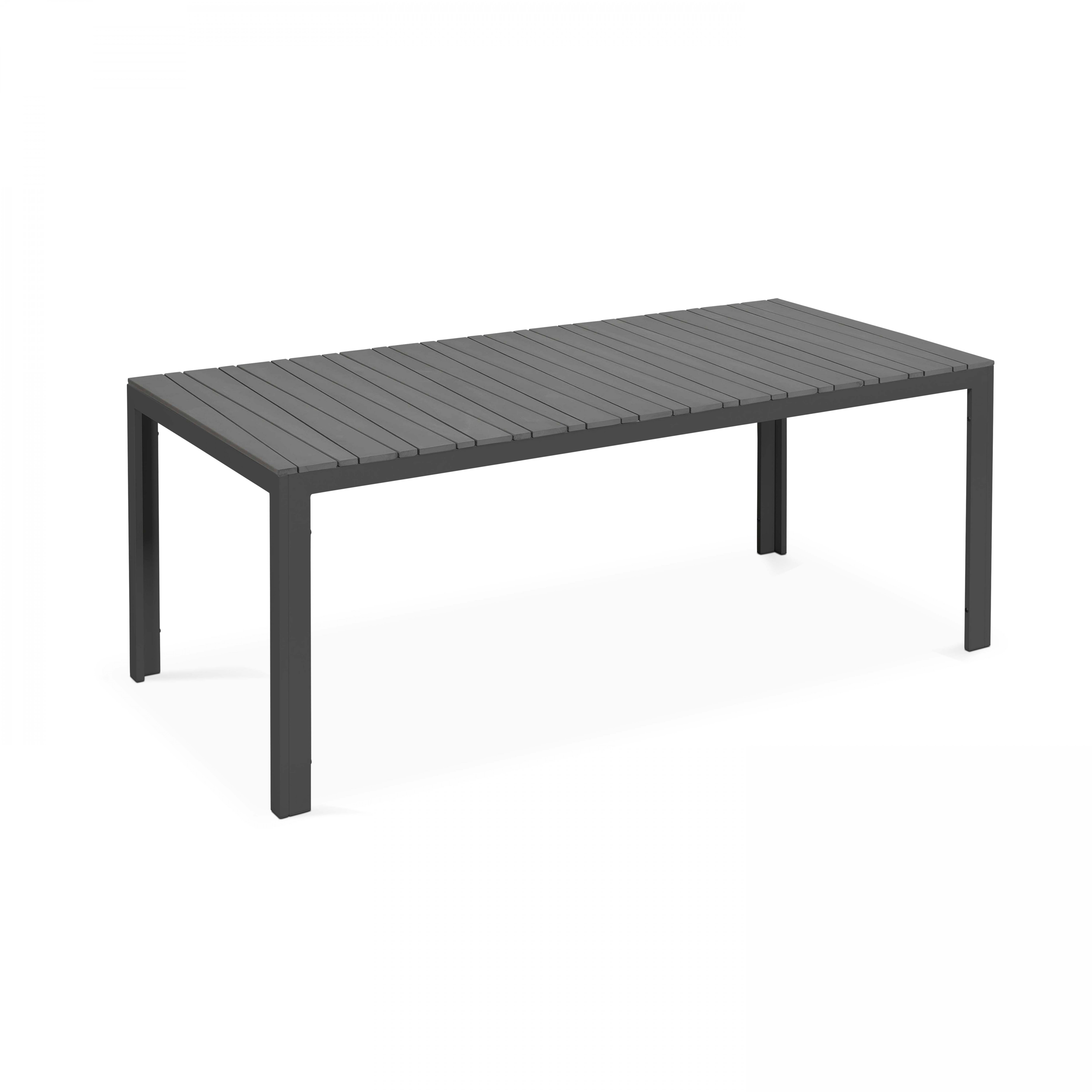 Table de jardin rectangulaire 8 personnes en aluminium et polywood (190 x 90 x 74 cm)