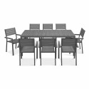 Table de jardin rectangulaire 8 personnes en aluminium et polywood