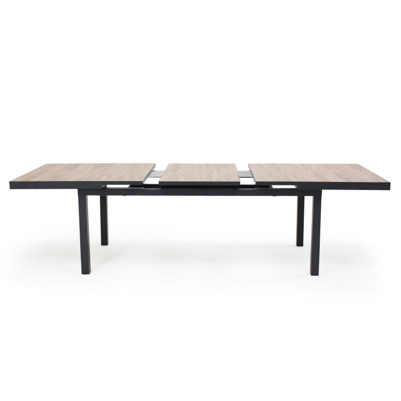 Table extensible avec plateau en céramique effet bois 10 à 12 personnes