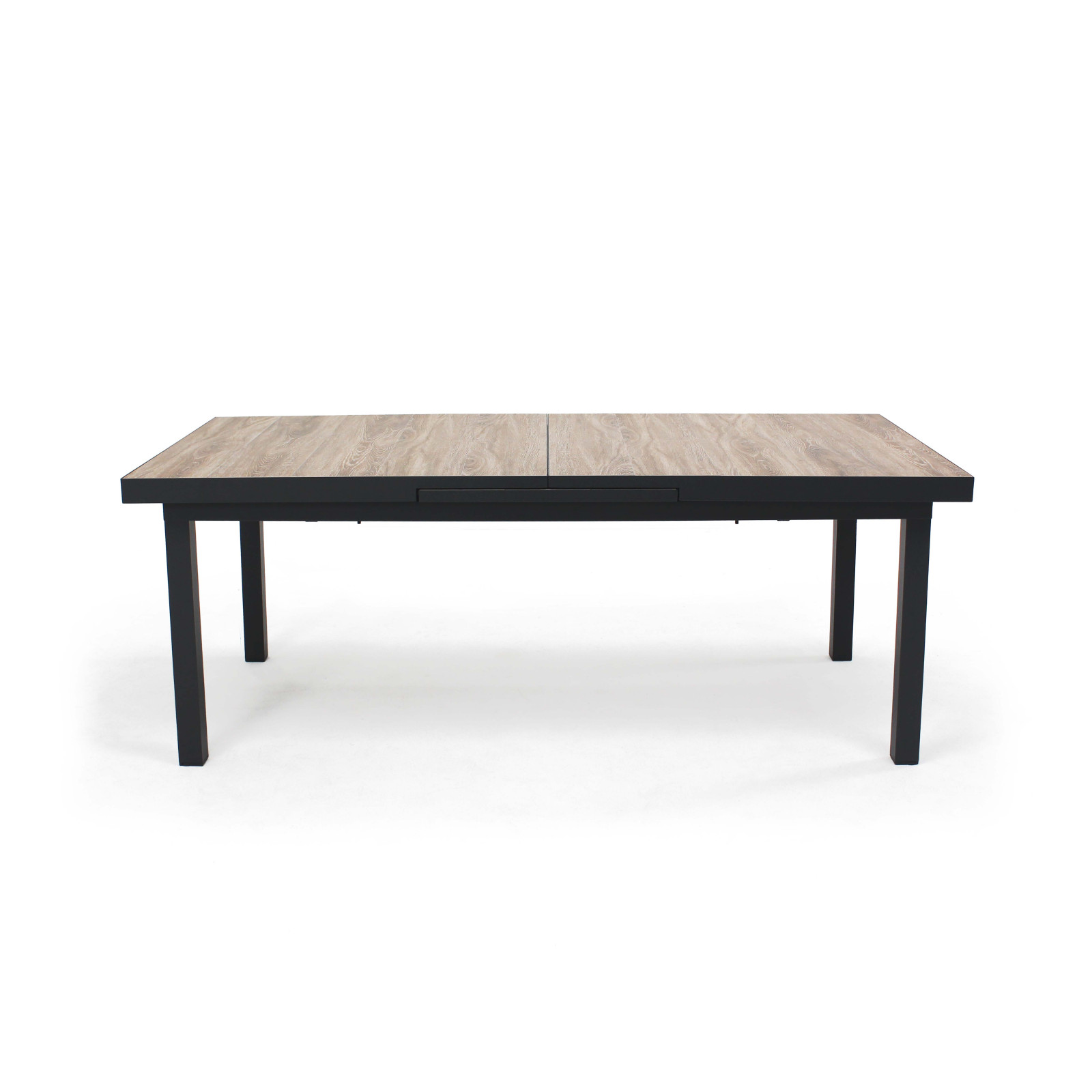 Table extensible avec plateau en céramique effet bois 10 à 12 personnes