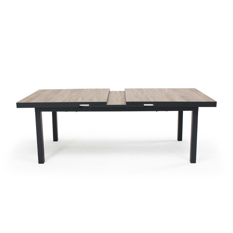 Table extensible avec plateau en céramique effet bois 10 à 12 personnes