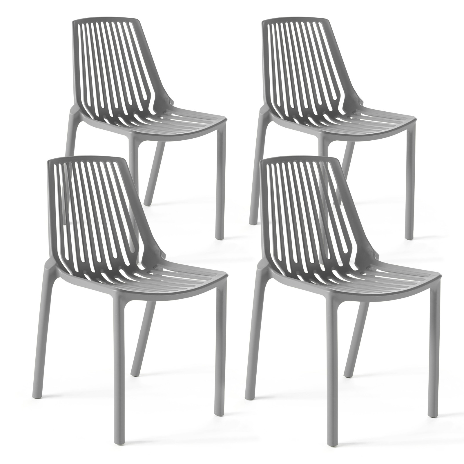 Lot de 4 chaises de jardin en plastique