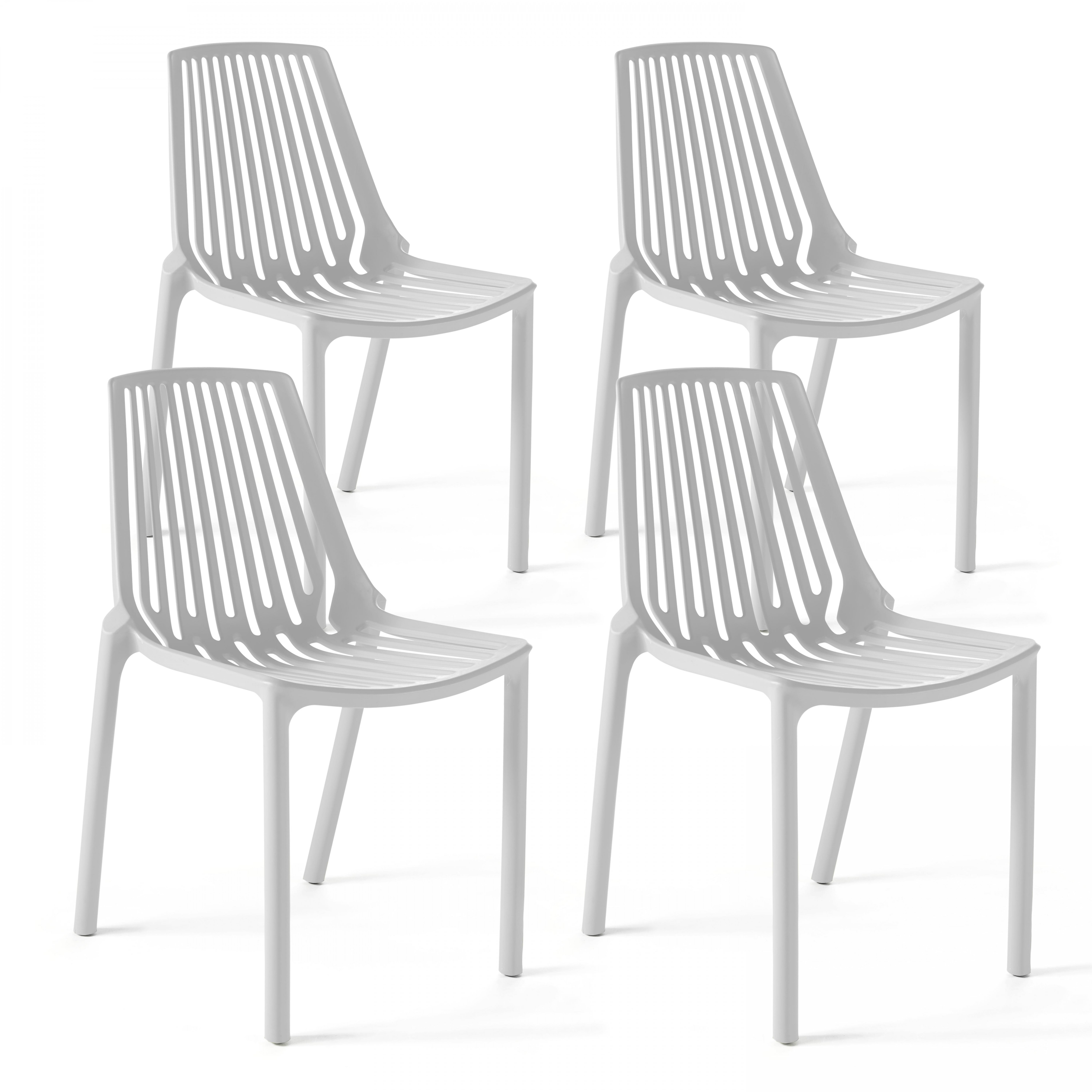 Lot de 4 chaises de jardin en plastique