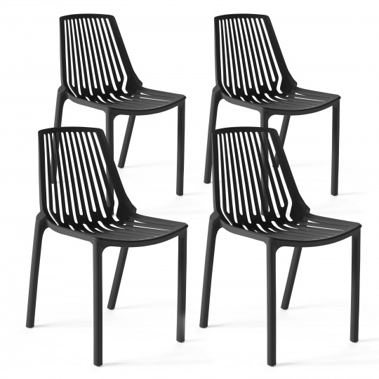 Lot de 4 chaises de jardin en plastique