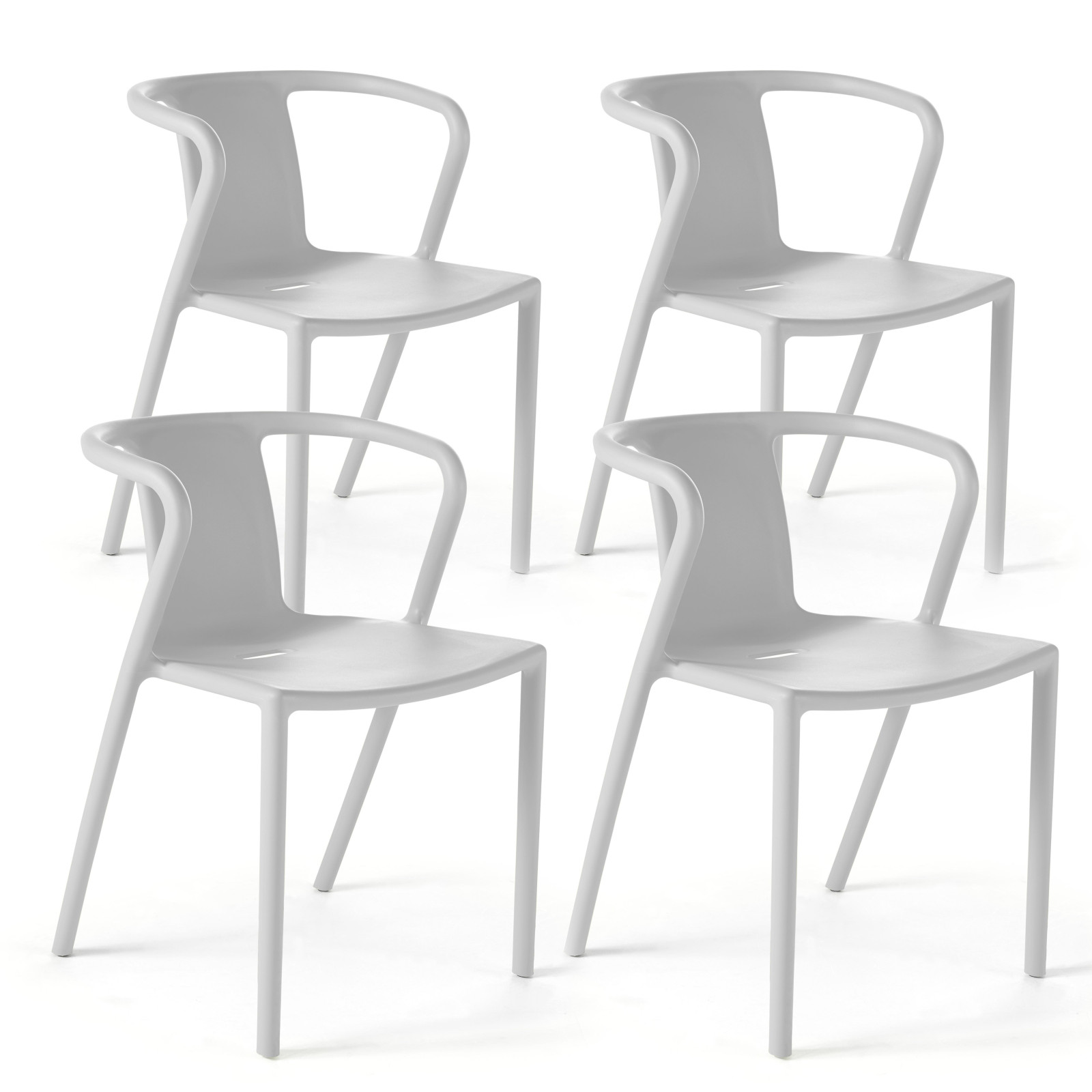 Lot de 4 chaises en plastique avec accoudoirs empilables