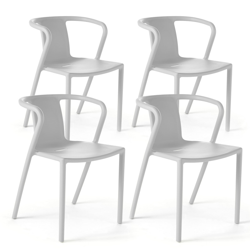 Lot de 4 chaises en plastique avec accoudoirs empilables